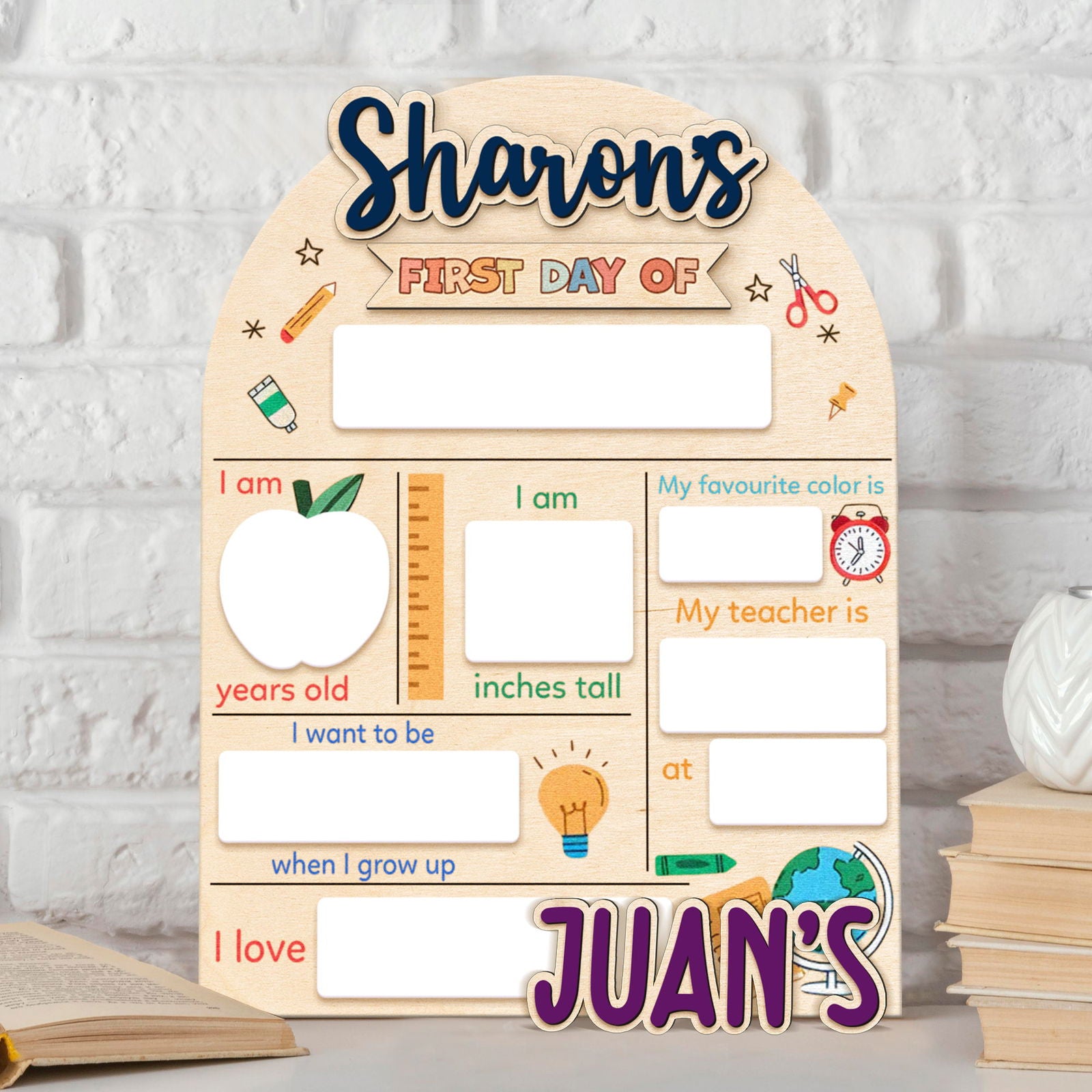 Personalized First Day Last Day of School Sign Interchangeable Names SS34 - Kindlytoys