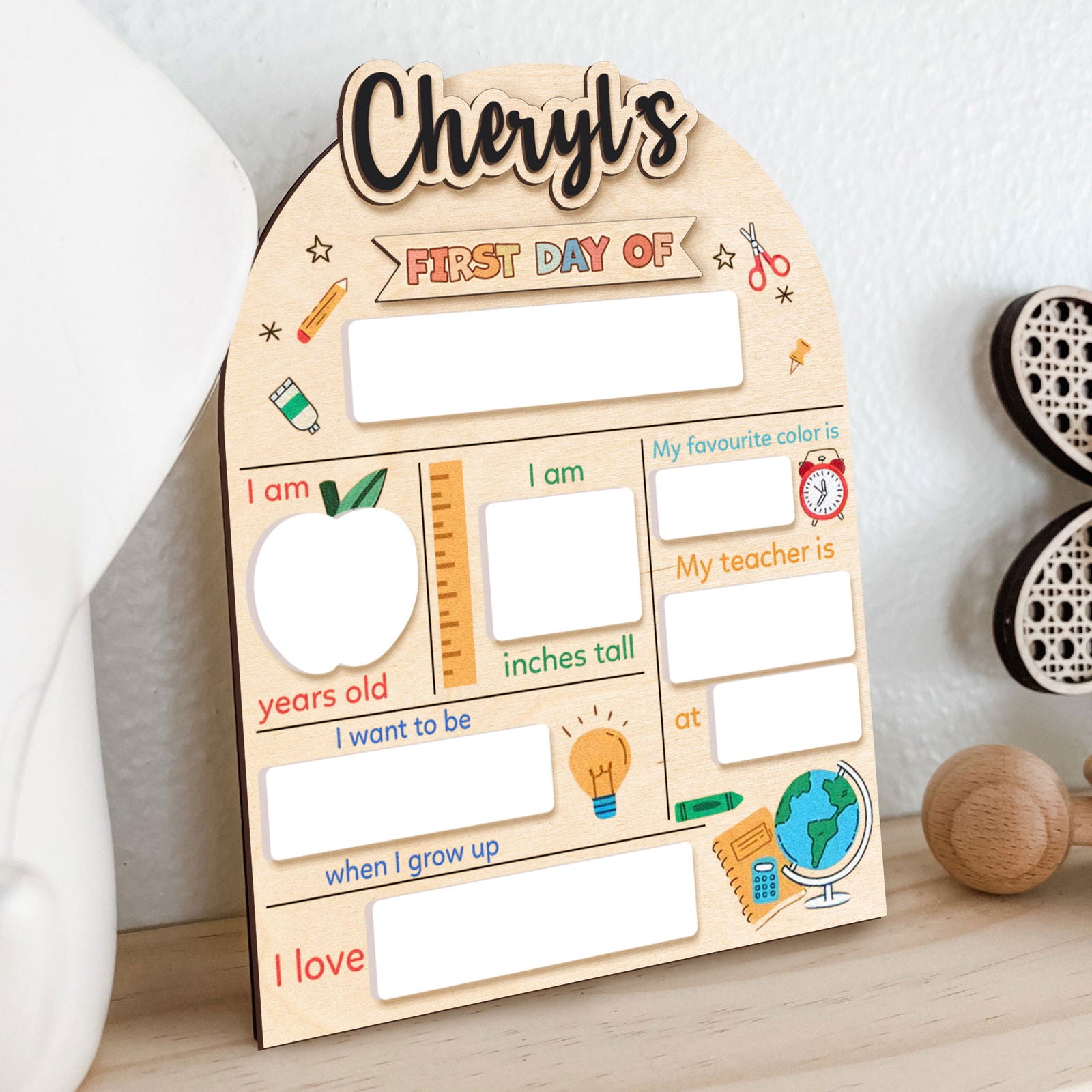 Personalized First Day Last Day of School Sign Interchangeable Names SS34 - Kindlytoys