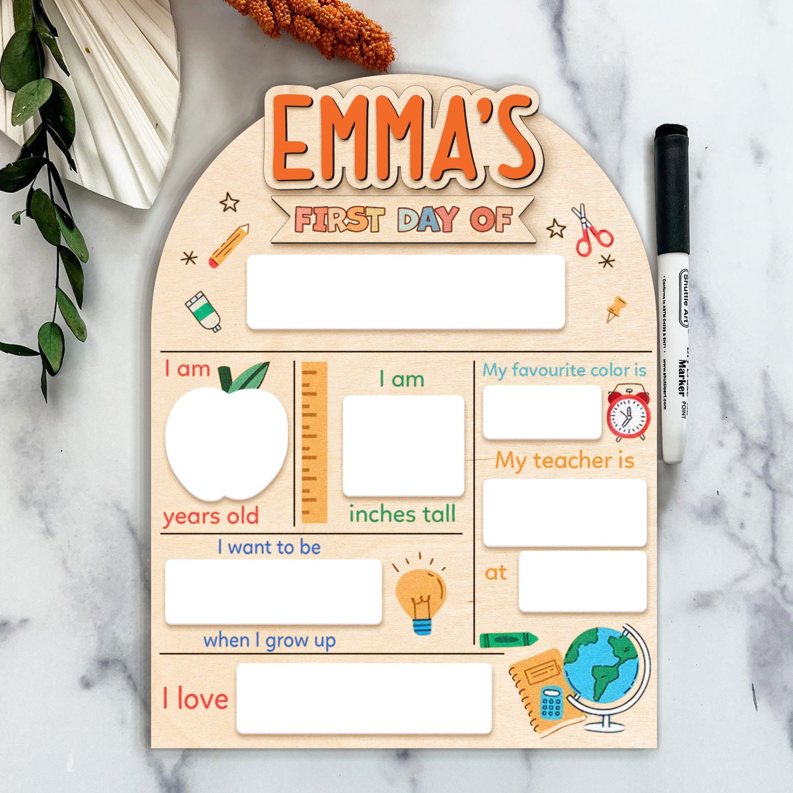 Personalized First Day Last Day of School Sign Interchangeable Names SS34 - Kindlytoys
