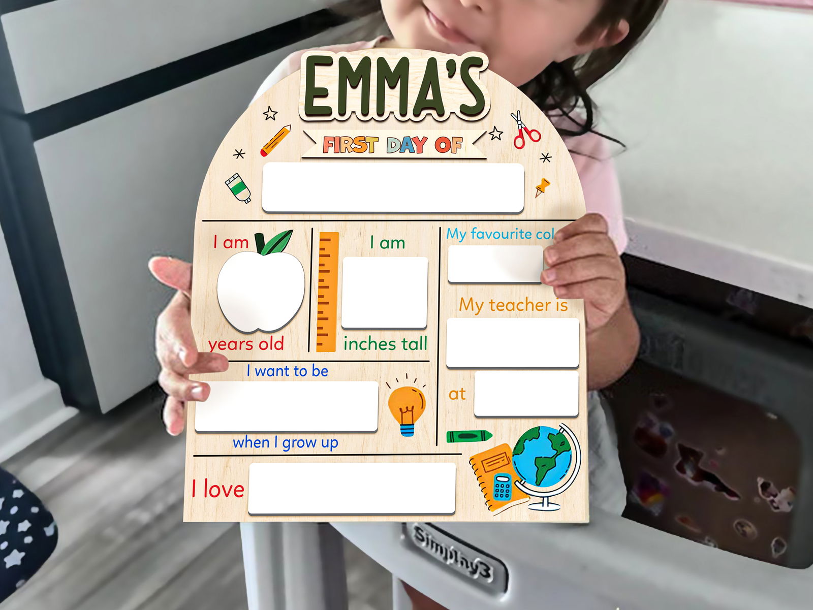 Personalized First Day Last Day of School Sign Interchangeable Names SS34 - Kindlytoys