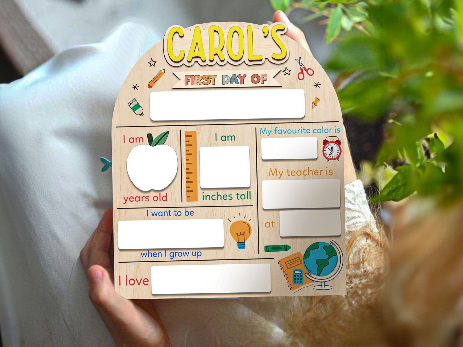 Personalized First Day Last Day of School Sign Interchangeable Names SS34 - Kindlytoys