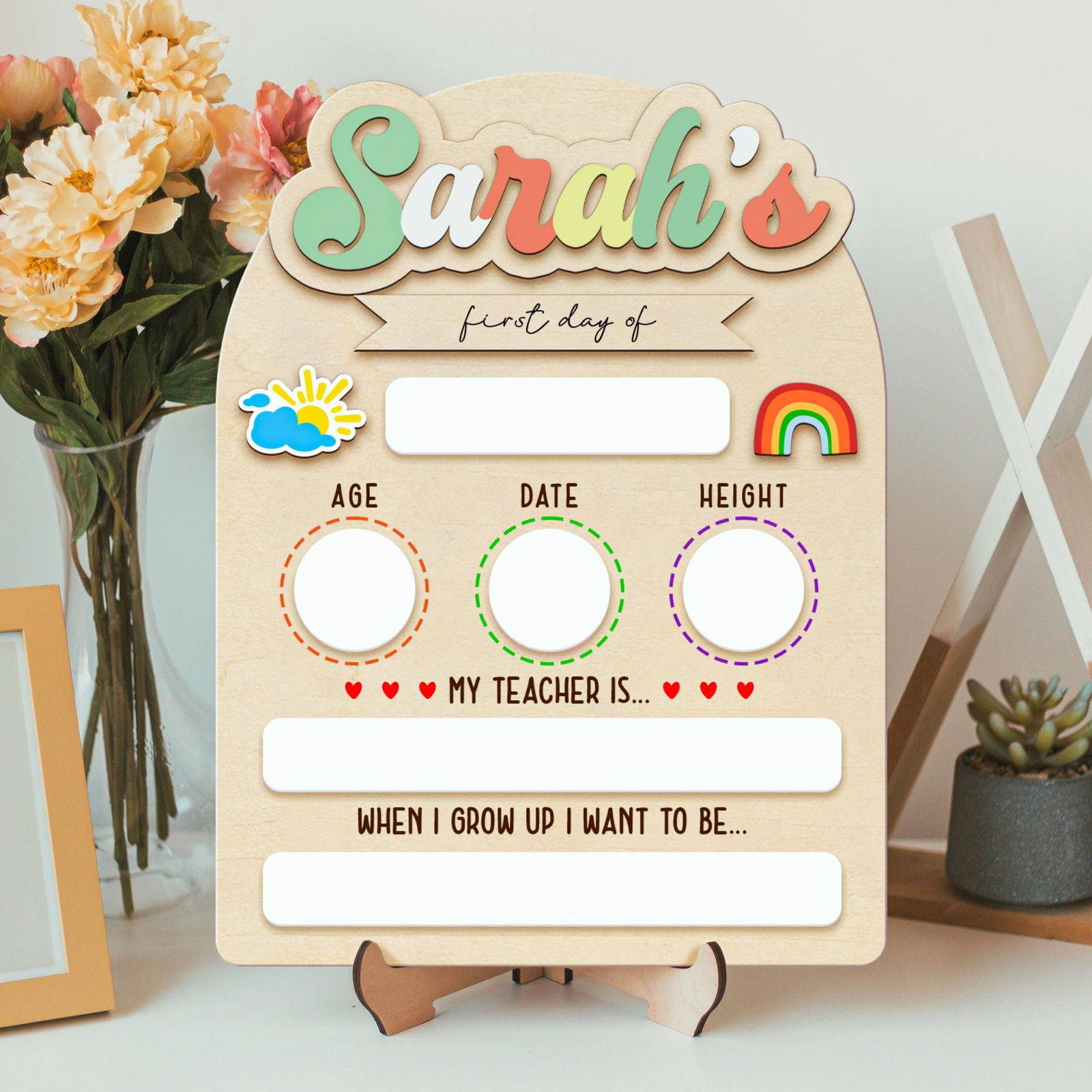 Personalized First Day Last Day of School Sign Interchangeable Names SS50 - Kindlytoys