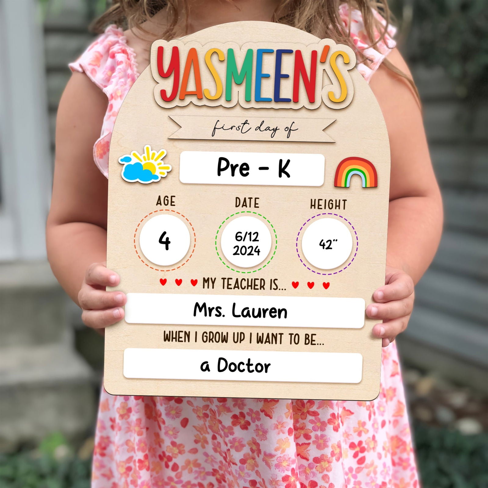Personalized First Day Last Day of School Sign Interchangeable Names SS50 - Kindlytoys