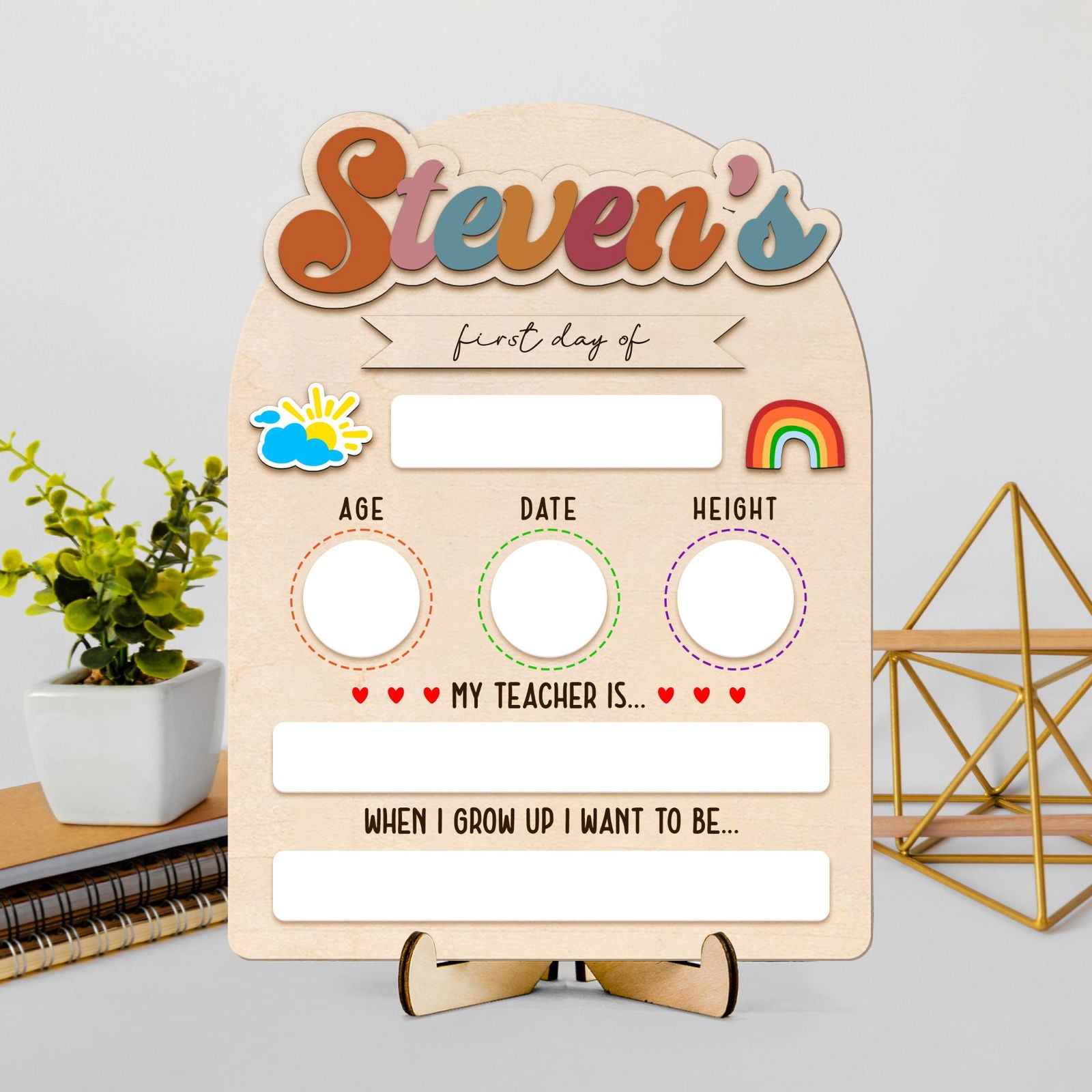 Personalized First Day Last Day of School Sign Interchangeable Names SS50 - Kindlytoys