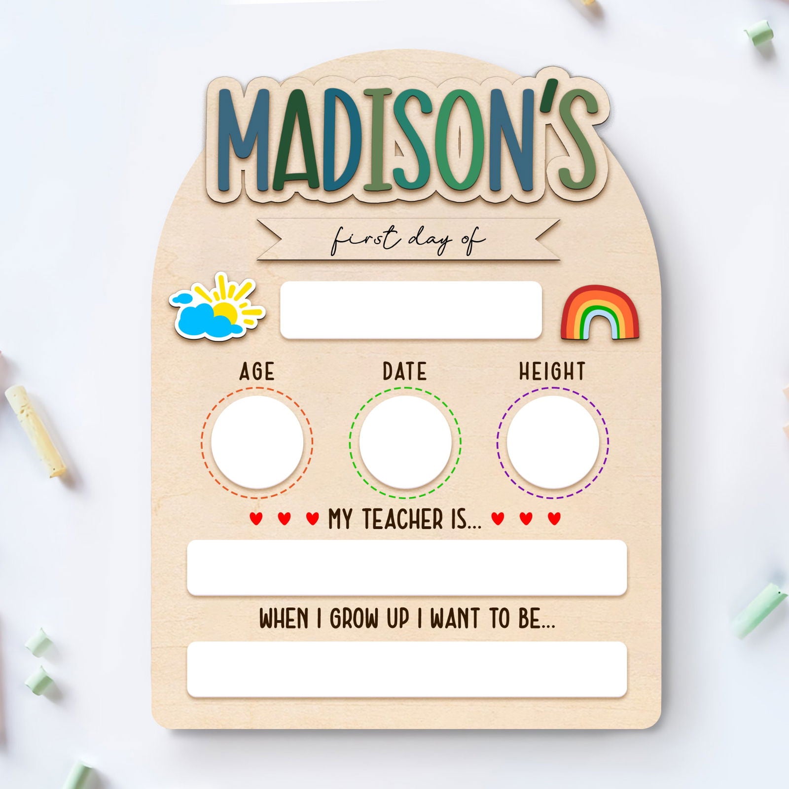 Personalized First Day Last Day of School Sign Interchangeable Names SS50 - Kindlytoys