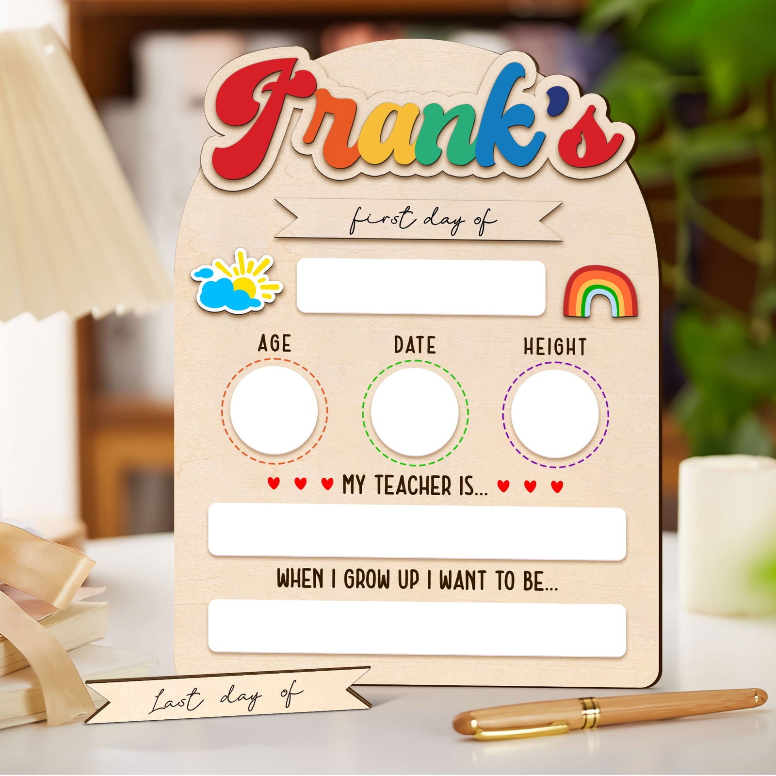 Personalized First Day Last Day of School Sign Interchangeable Names SS50 - Kindlytoys