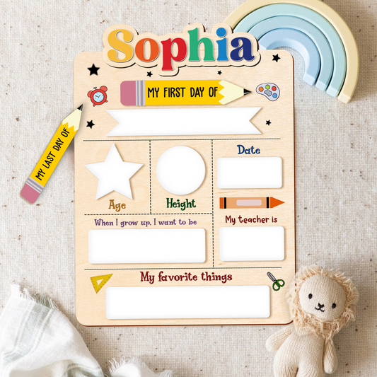 Personalized First Day Last Day of School Sign Interchangeable Names SS55 - Kindlytoys