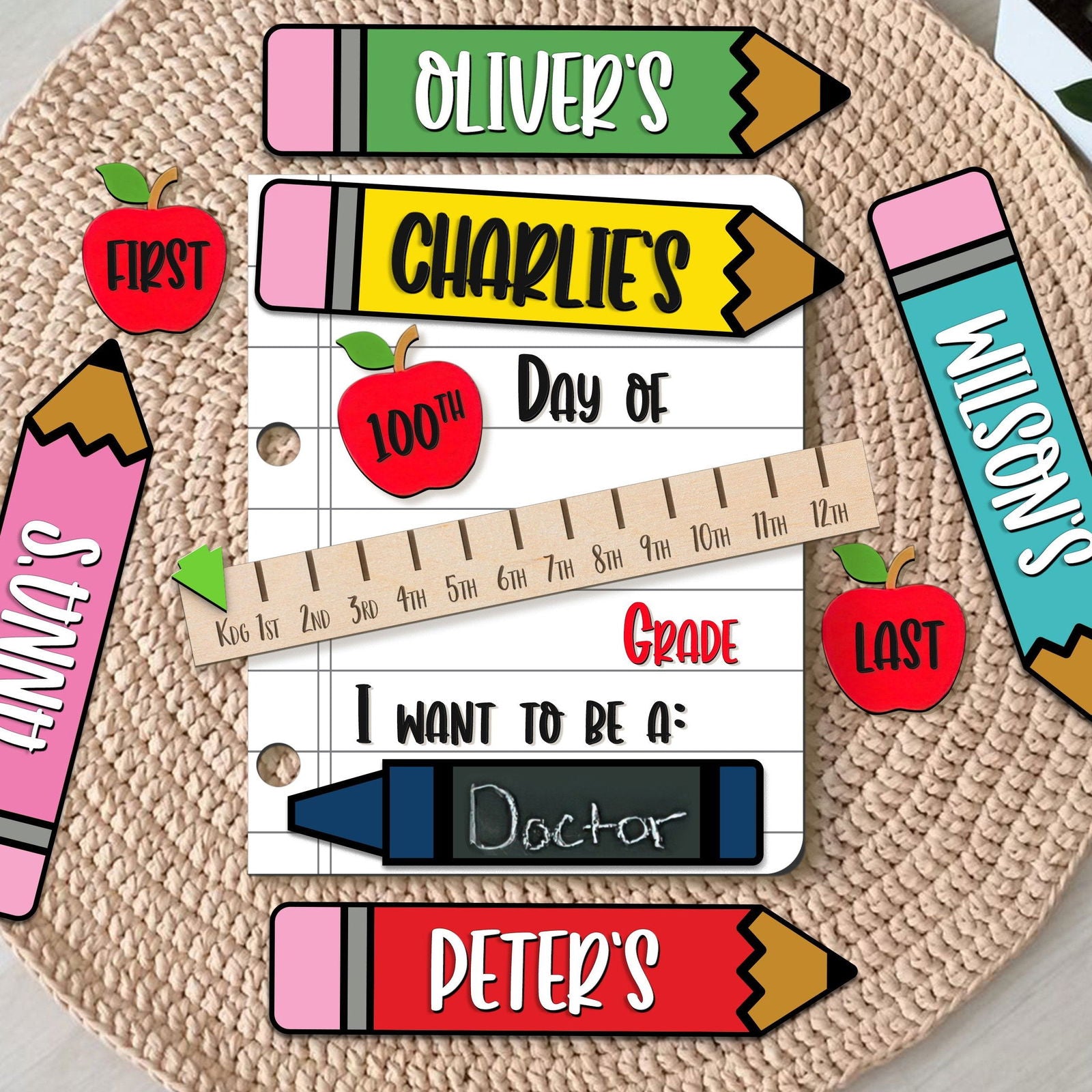 Personalized First Day of School Photo Prop Reusable for Kids SS31 - Kindlytoys