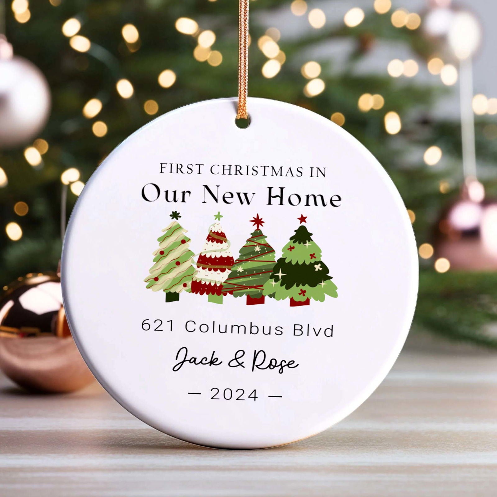 Personalized First Home Ornament, New Home Gift, Christmas In New Home, First Home 2024, Christmas Gift, Christmas Bauble CX06-7 - Kindlytoys