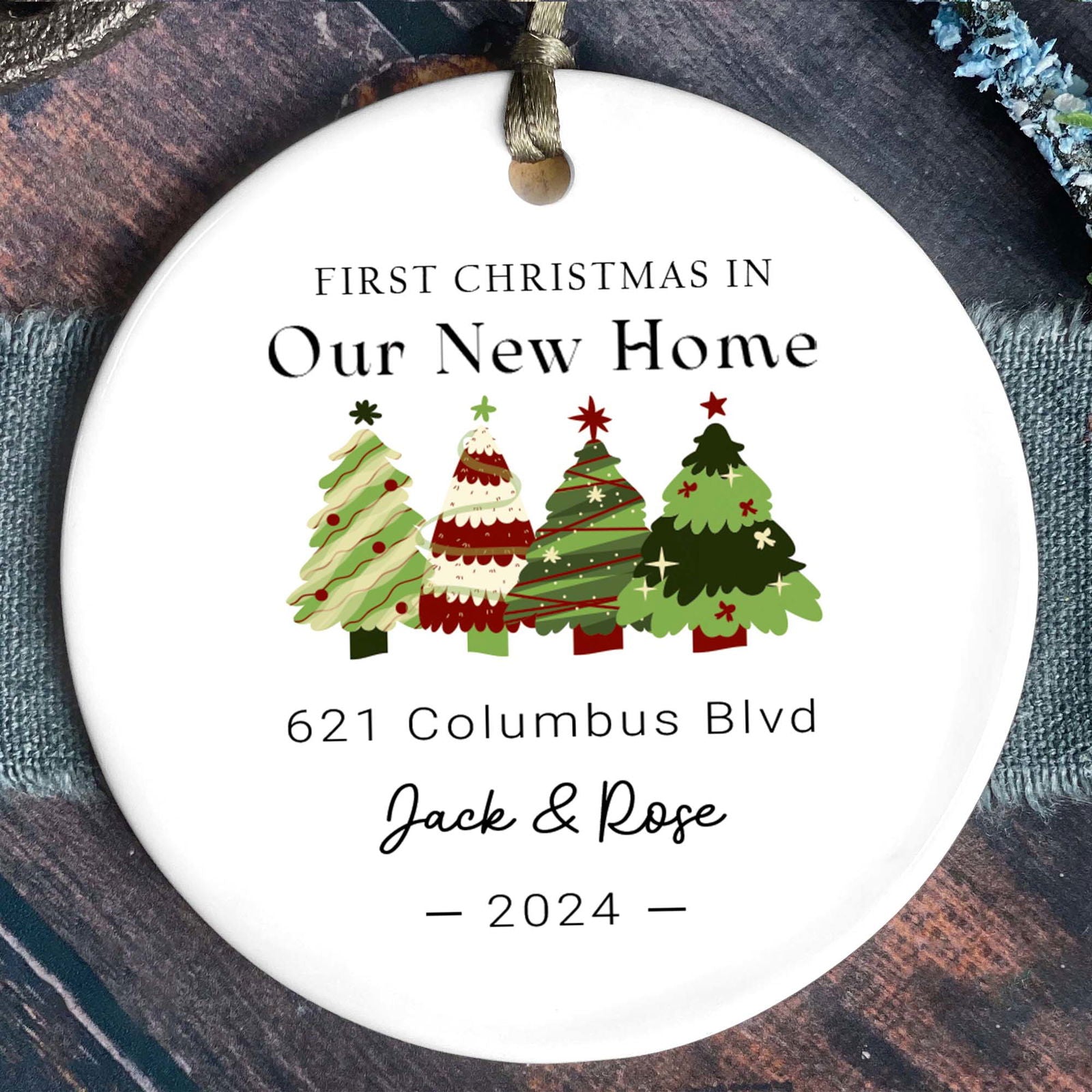 Personalized First Home Ornament, New Home Gift, Christmas In New Home, First Home 2024, Christmas Gift, Christmas Bauble CX06-7 - Kindlytoys