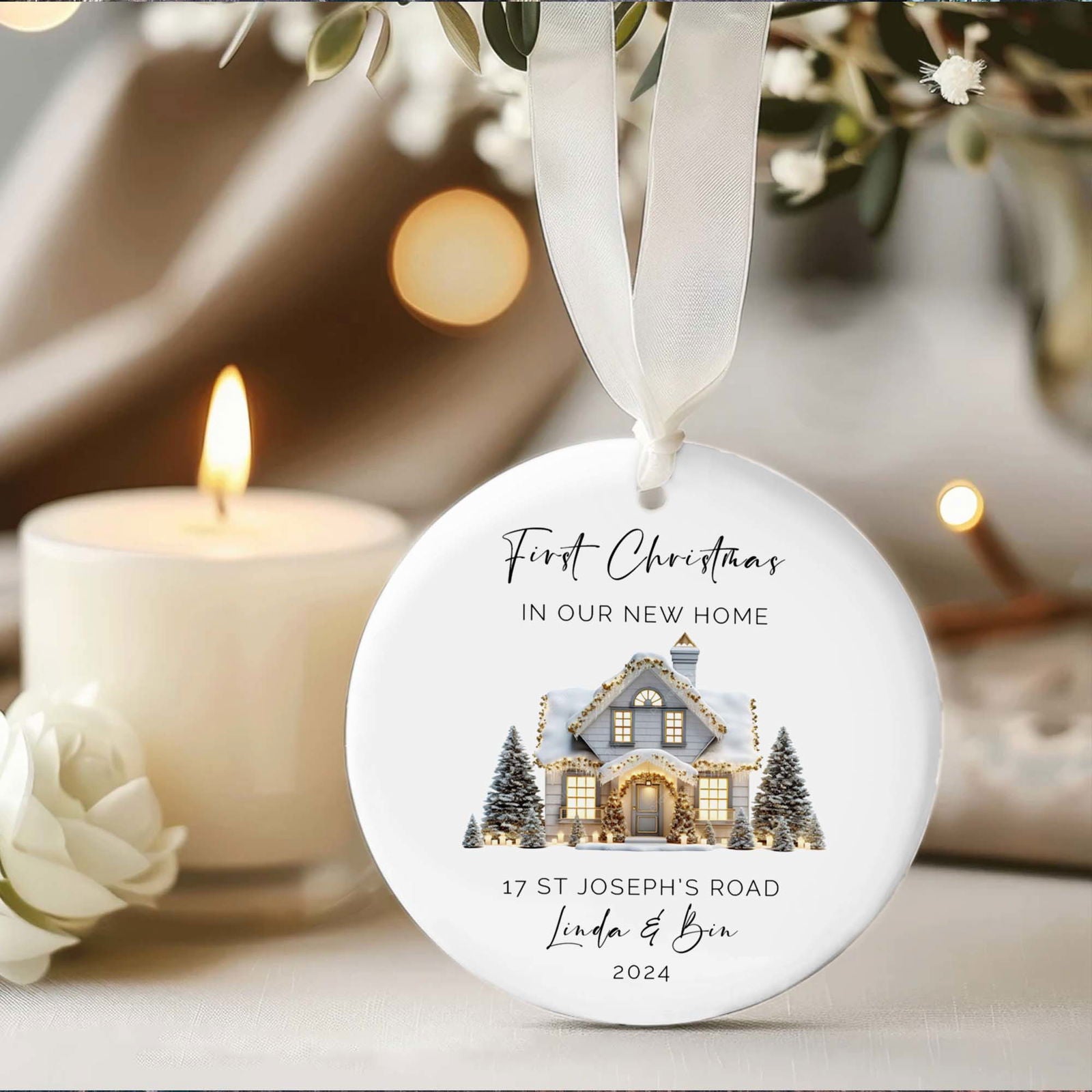 Personalized First Home Ornament, New Home Gift, Christmas In New Home, First Home 2024, Christmas Gift, Christmas Bauble CX06-8 - Kindlytoys