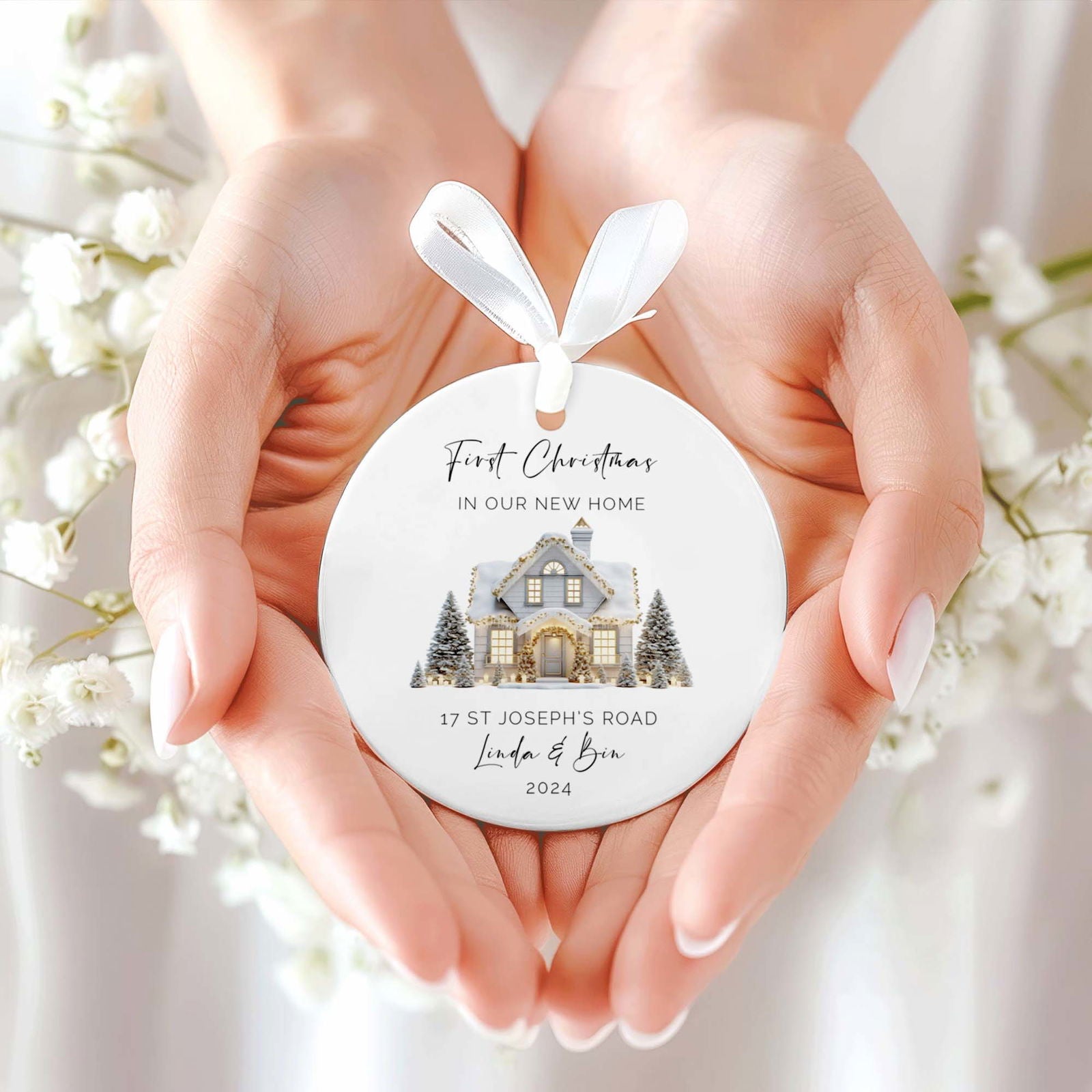 Personalized First Home Ornament, New Home Gift, Christmas In New Home, First Home 2024, Christmas Gift, Christmas Bauble CX06-8 - Kindlytoys
