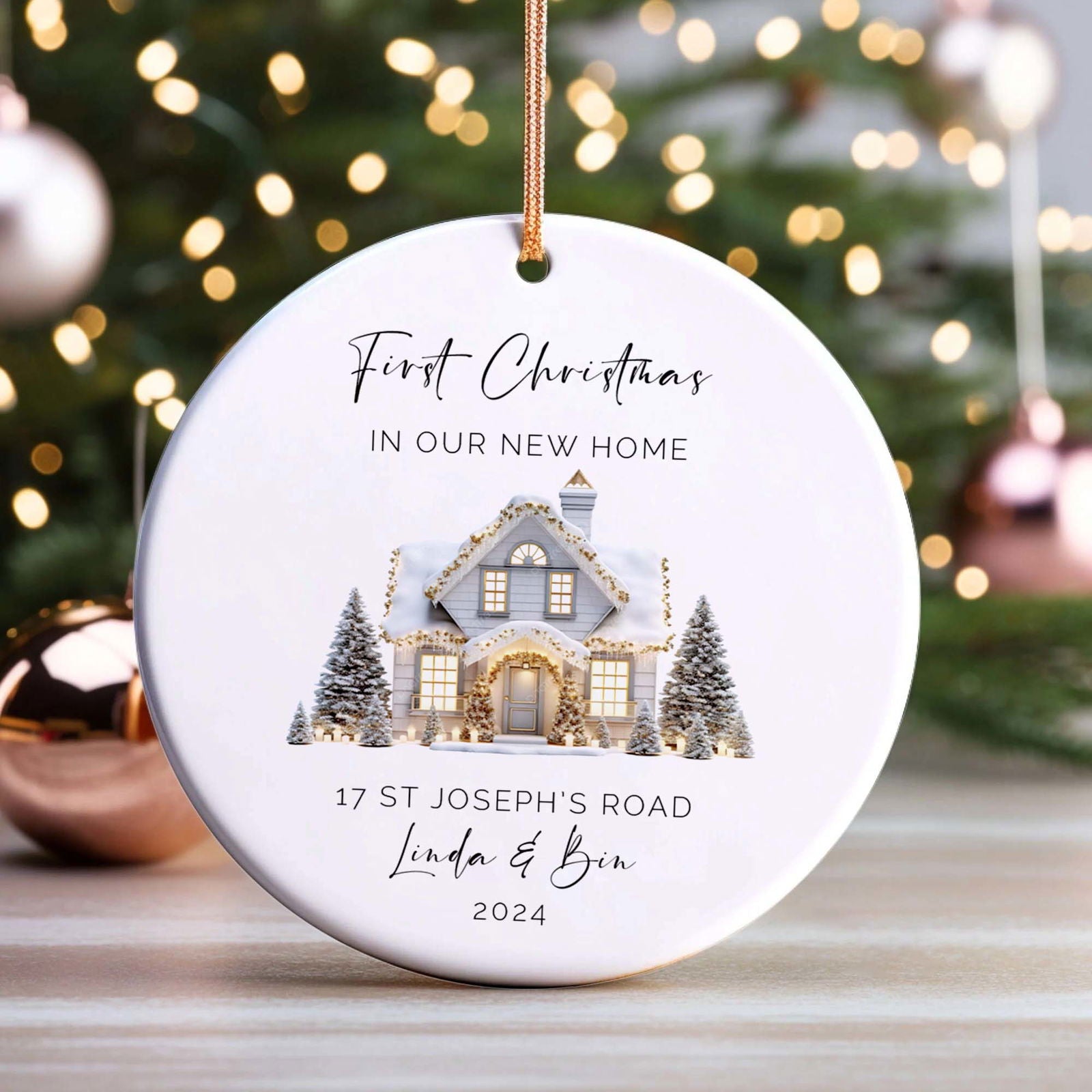 Personalized First Home Ornament, New Home Gift, Christmas In New Home, First Home 2024, Christmas Gift, Christmas Bauble CX06-8 - Kindlytoys