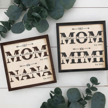 Personalized First Mom Wooden Sign, Gift for Mom and Grandma, Custom Kids Names First Mom Now Mimi Sign, Custom Mom Wooden Sign MS29 - Kindlytoys