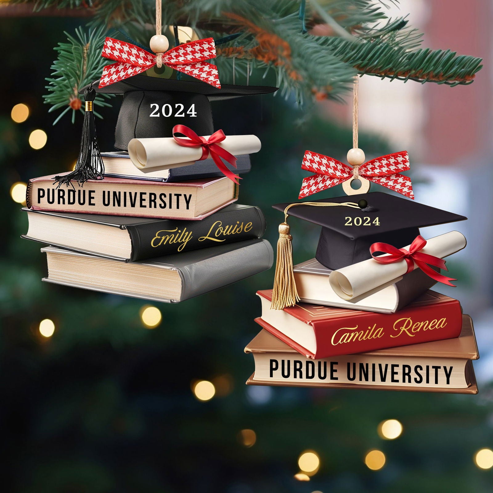 Personalized Graduation Cap Ornament With Books, Custom Graduation Ornament CF273 - Kindlytoys