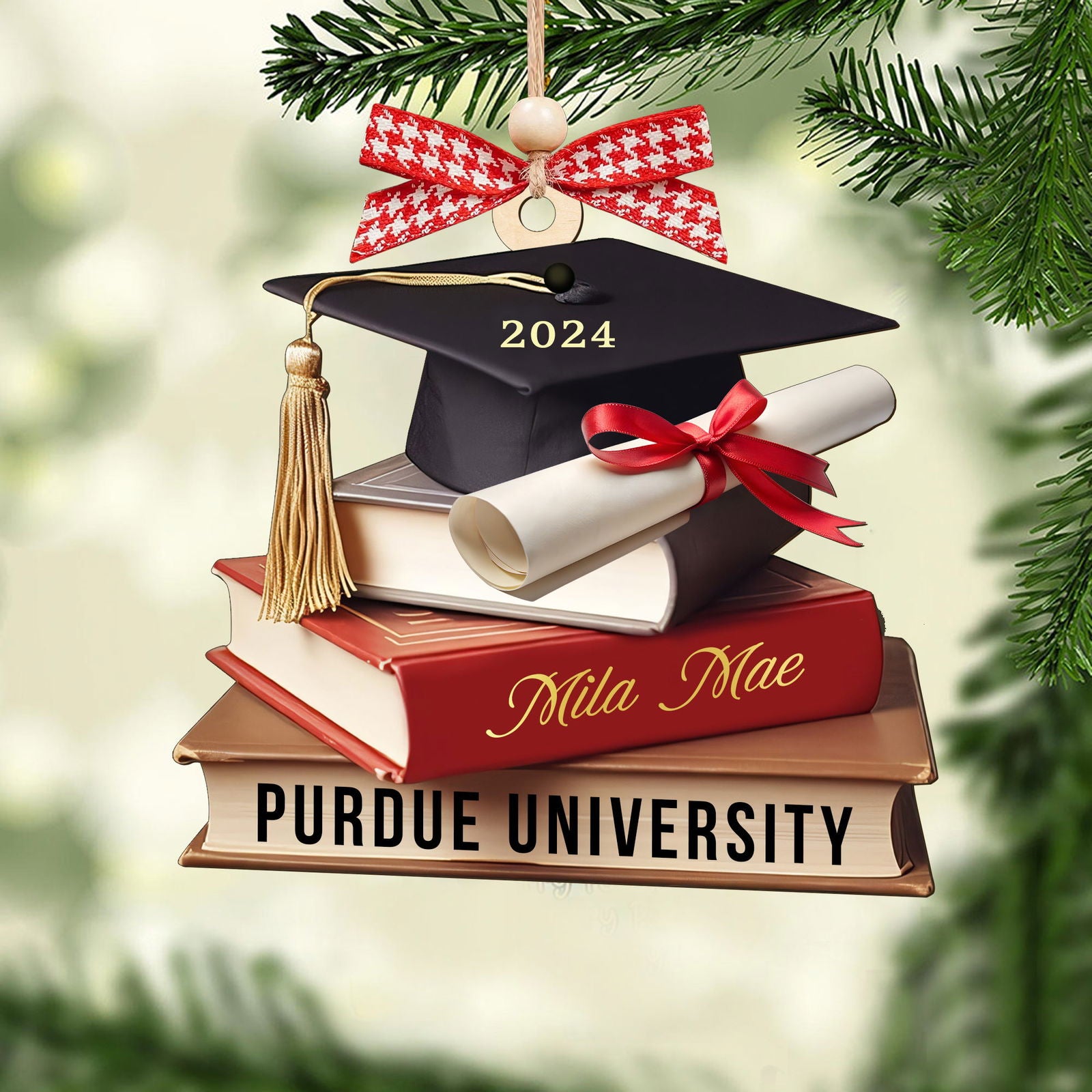 Personalized Graduation Cap Ornament With Books, Custom Graduation Ornament CF273 - Kindlytoys