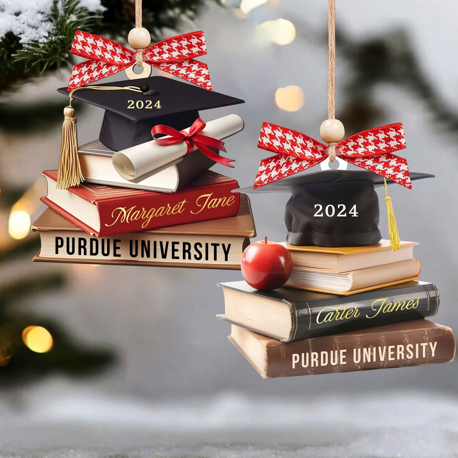 Personalized Graduation Cap Ornament With Books, Custom Graduation Ornament CF273 - Kindlytoys