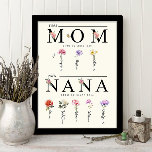 Personalized Grandma's Garden Sign, "First Mom Now Grandma" Sign, Mother's Day Gift Idea For Mom and Grandma, Mom's Grandma's Birthday Gift MX12 - Kindlytoys