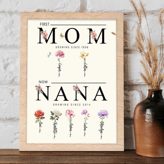 Personalized Grandma's Garden Sign, "First Mom Now Grandma" Sign, Mother's Day Gift Idea For Mom and Grandma, Mom's Grandma's Birthday Gift MX12 - Kindlytoys