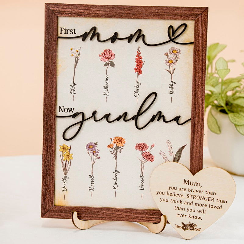 Personalized Grandma's Garden Vintage Sign, "First Mom Now Grandma" Sign, Grandkids Name With Floral Sign, Mother's Day Gift for Grandma, Mom's day gifts MX03 - Kindlytoys