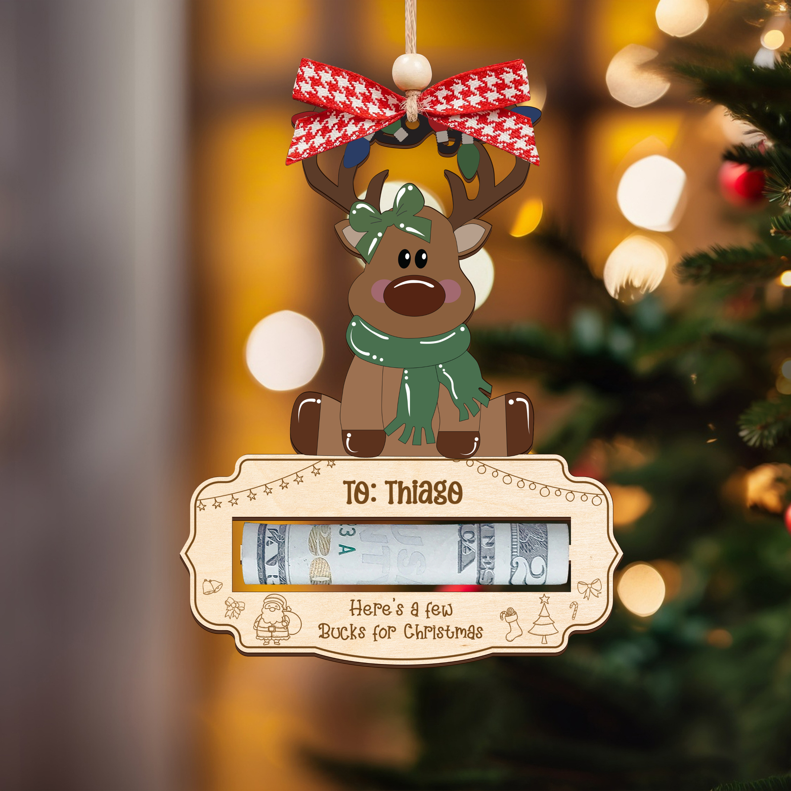 Personalized Here’s A Few Bucks for Christmas Money Holder, Reindeer Money Holder For Kids MH47 - Kindlytoys