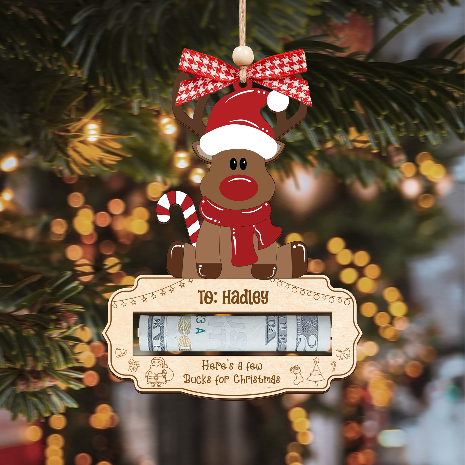 Personalized Here’s A Few Bucks for Christmas Money Holder, Reindeer Money Holder For Kids MH47 - Kindlytoys