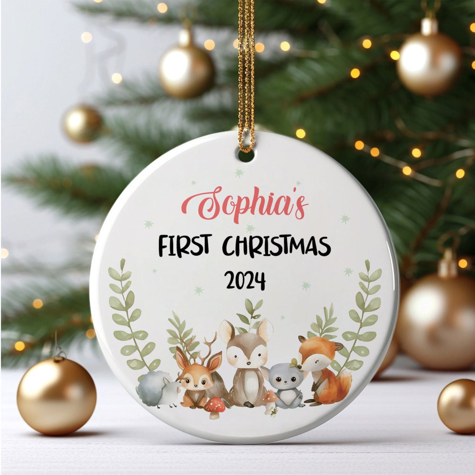 Personalized Holiday Ceramic Christmas Baby Ornament, Customized First Christmas Baby Ornament Gift, Holiday Keepsake Ornament, First Christmas Gift, Gift For Baby CX02-65 - Kindlytoys
