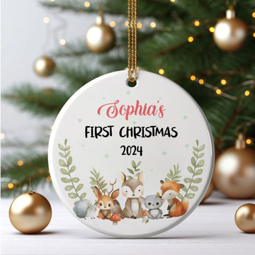 Personalized Holiday Ceramic Christmas Baby Ornament, Customized First Christmas Baby Ornament Gift, Holiday Keepsake Ornament, First Christmas Gift, Gift For Baby CX02-65 - Kindlytoys