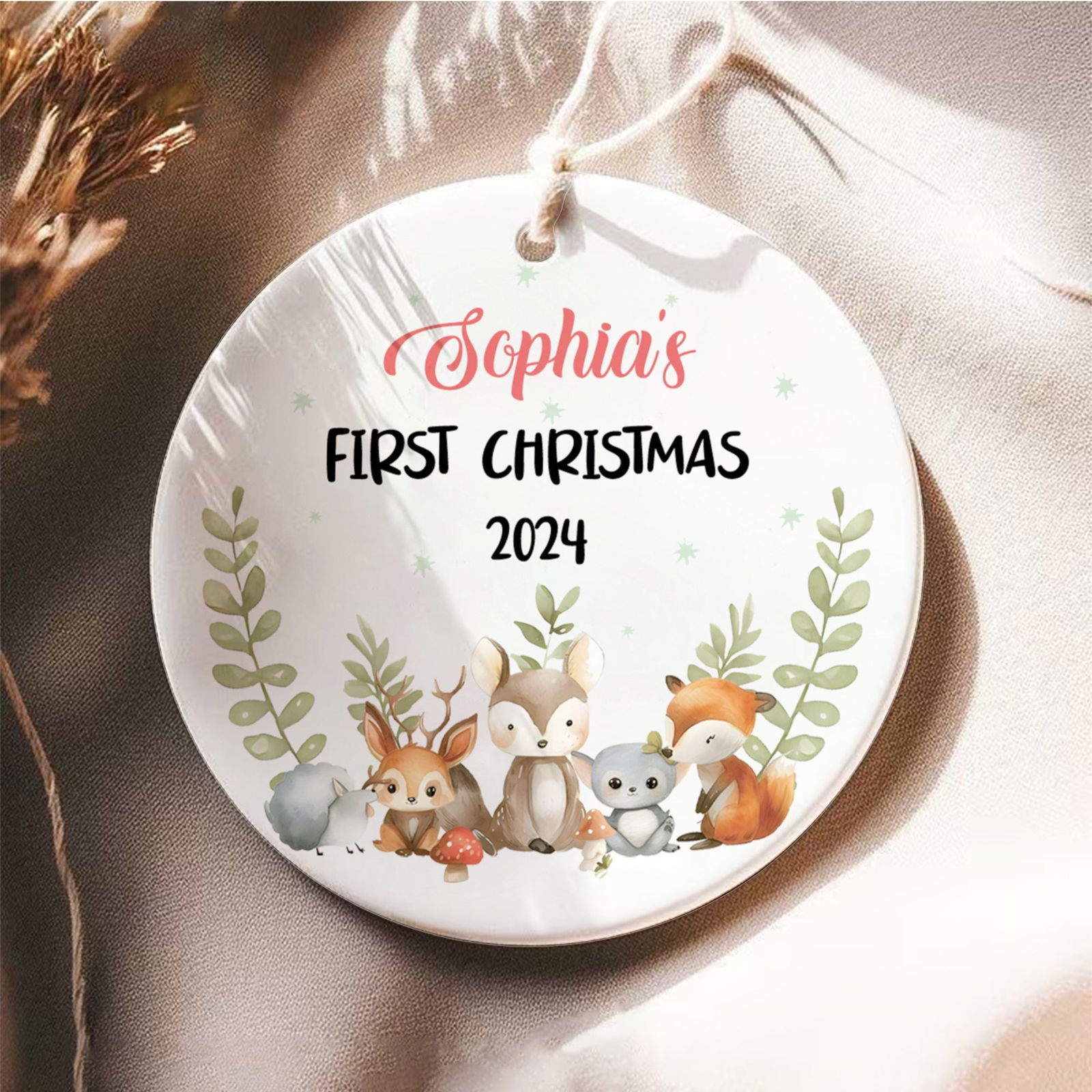 Personalized Holiday Ceramic Christmas Baby Ornament, Customized First Christmas Baby Ornament Gift, Holiday Keepsake Ornament, First Christmas Gift, Gift For Baby CX02-65 - Kindlytoys