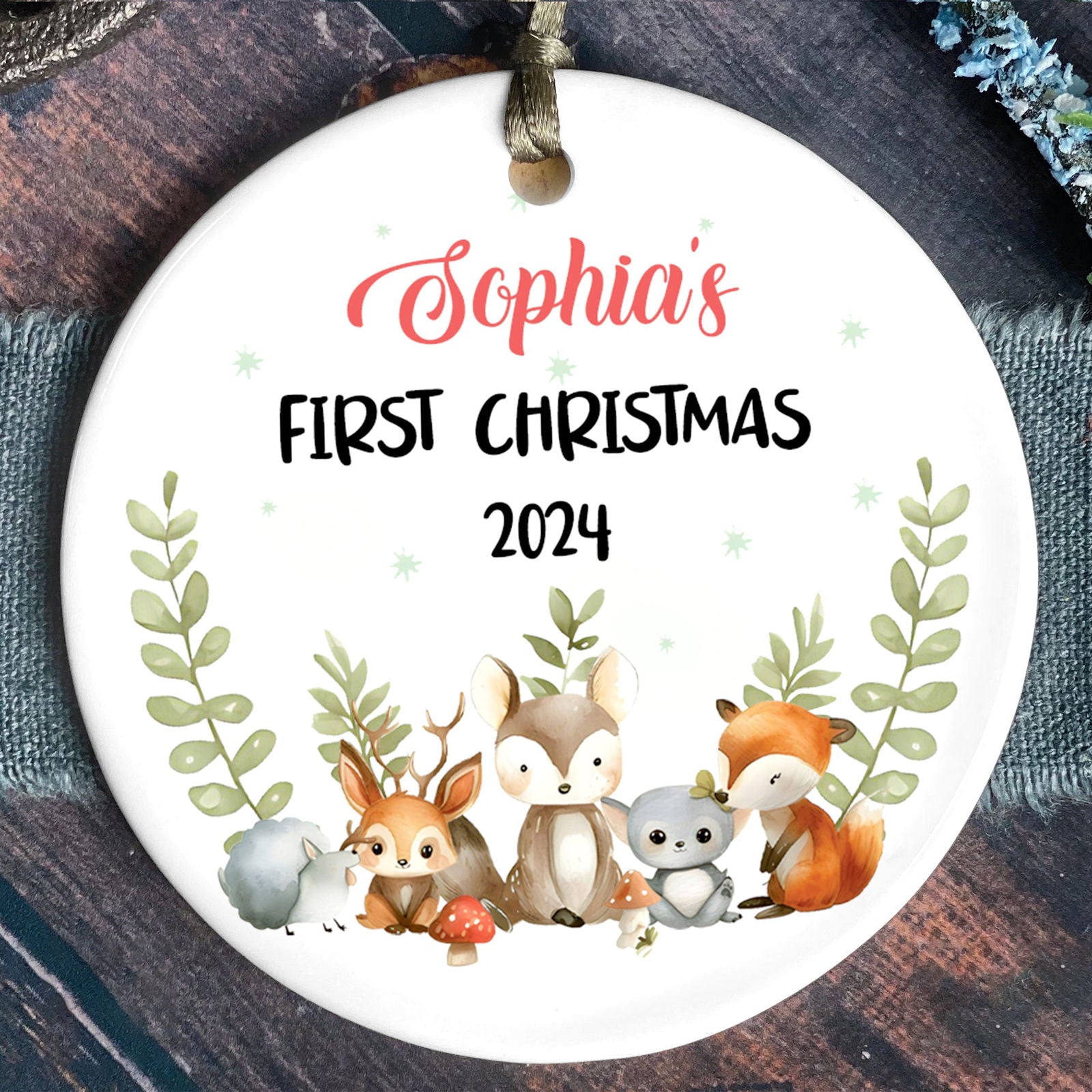 Personalized Holiday Ceramic Christmas Baby Ornament, Customized First Christmas Baby Ornament Gift, Holiday Keepsake Ornament, First Christmas Gift, Gift For Baby CX02-65 - Kindlytoys