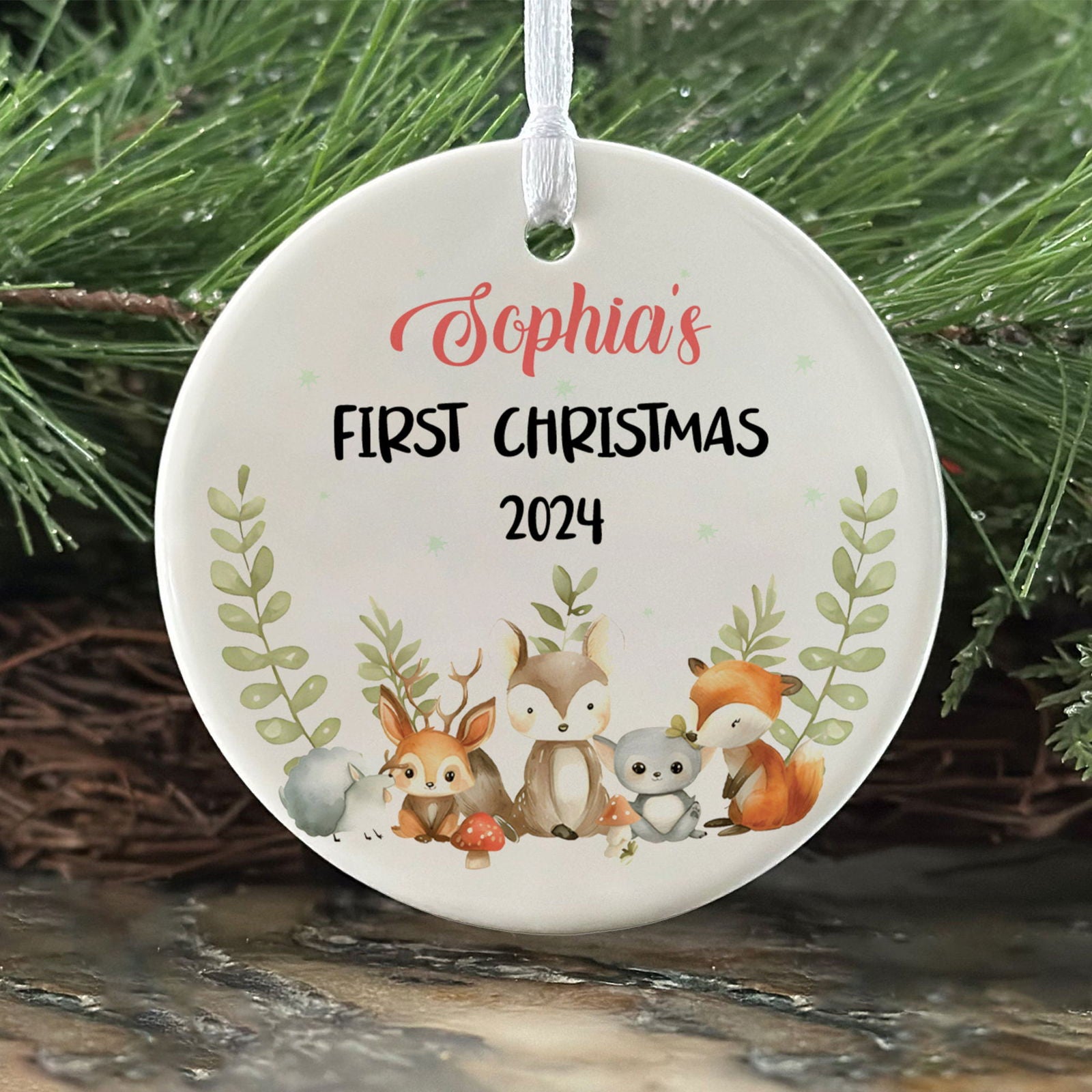 Personalized Holiday Ceramic Christmas Baby Ornament, Customized First Christmas Baby Ornament Gift, Holiday Keepsake Ornament, First Christmas Gift, Gift For Baby CX02-65 - Kindlytoys