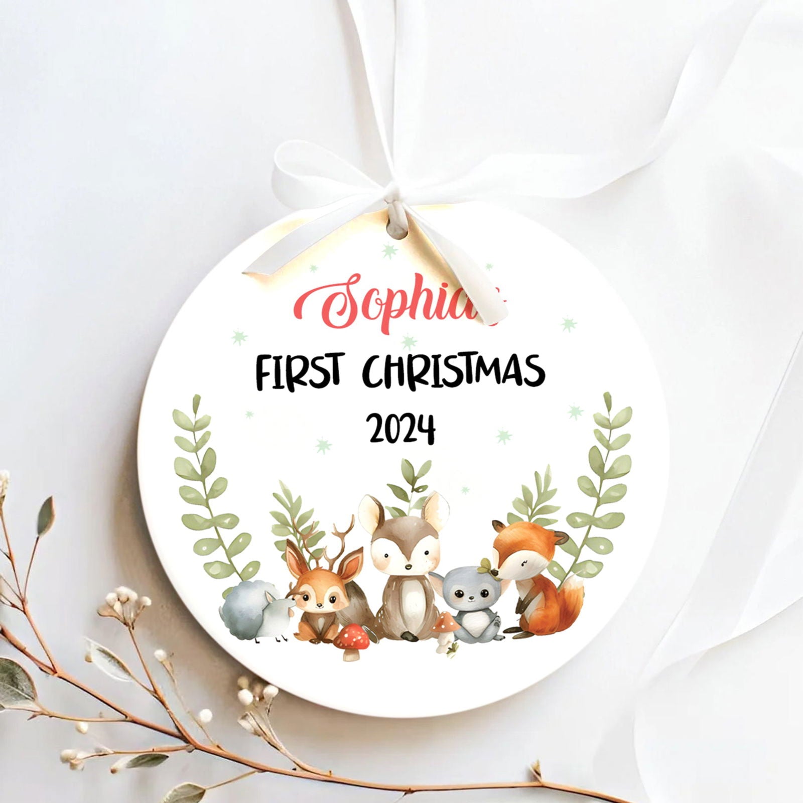 Personalized Holiday Ceramic Christmas Baby Ornament, Customized First Christmas Baby Ornament Gift, Holiday Keepsake Ornament, First Christmas Gift, Gift For Baby CX02-65 - Kindlytoys
