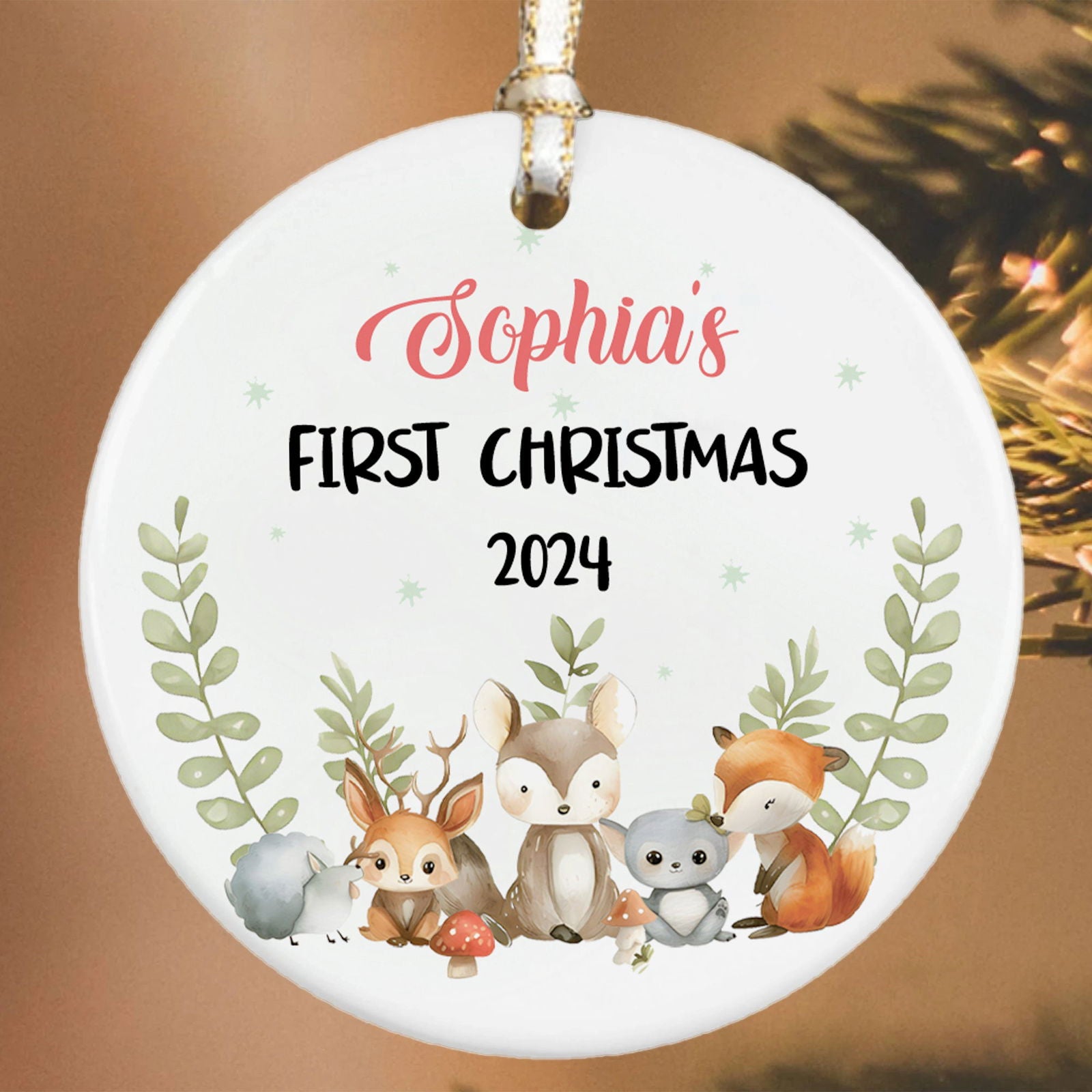 Personalized Holiday Ceramic Christmas Baby Ornament, Customized First Christmas Baby Ornament Gift, Holiday Keepsake Ornament, First Christmas Gift, Gift For Baby CX02-65 - Kindlytoys