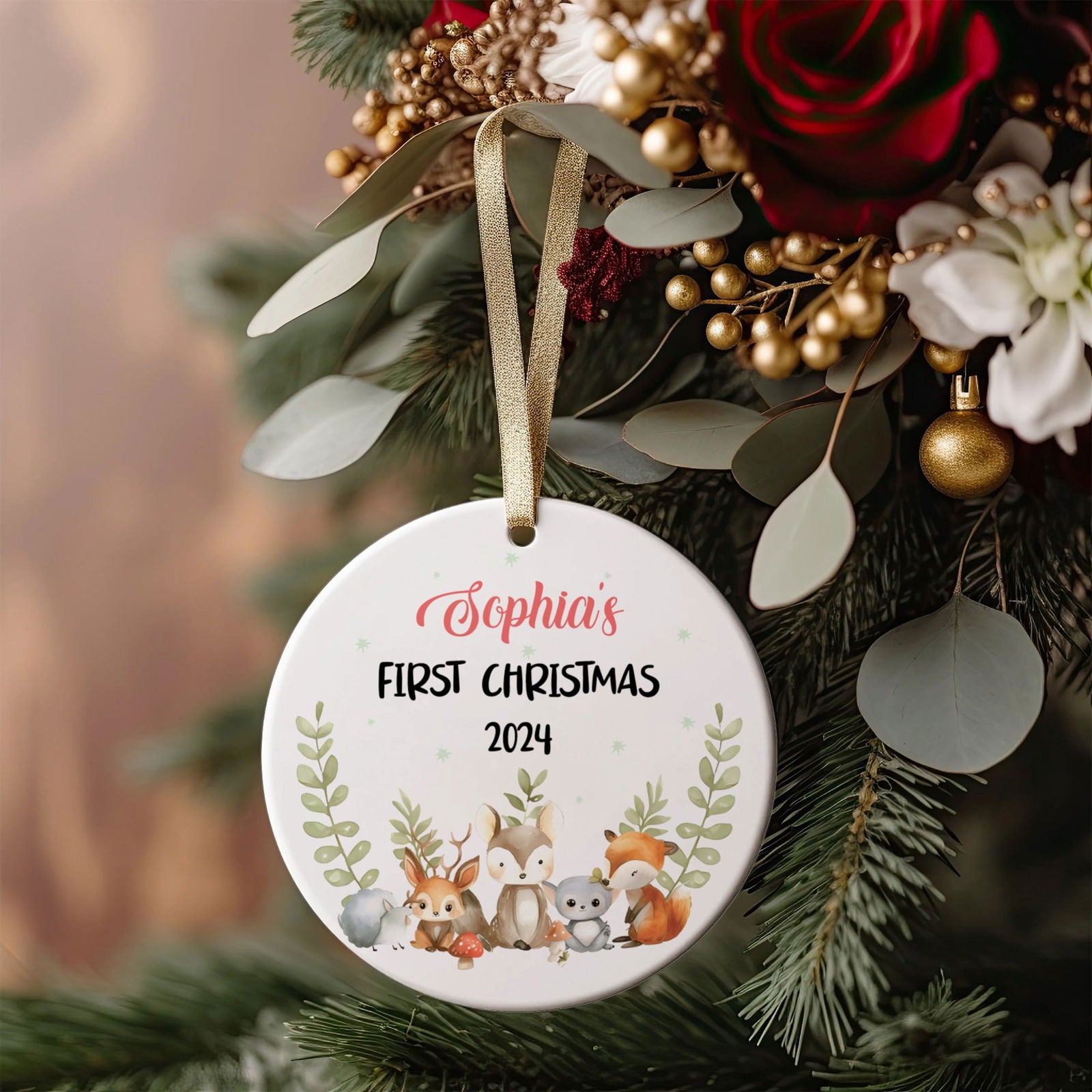 Personalized Holiday Ceramic Christmas Baby Ornament, Customized First Christmas Baby Ornament Gift, Holiday Keepsake Ornament, First Christmas Gift, Gift For Baby CX02-65 - Kindlytoys