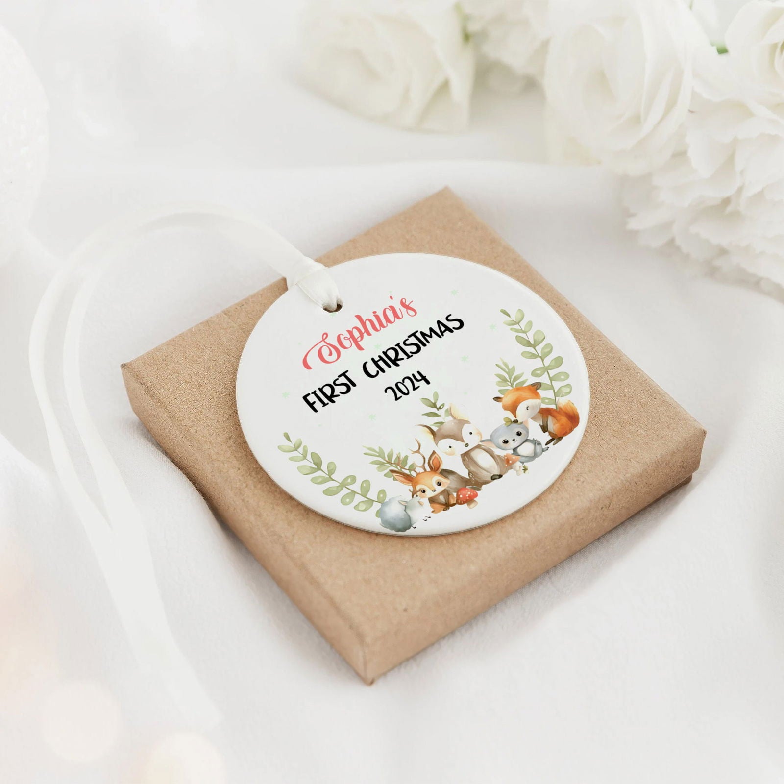 Personalized Holiday Ceramic Christmas Baby Ornament, Customized First Christmas Baby Ornament Gift, Holiday Keepsake Ornament, First Christmas Gift, Gift For Baby CX02-65 - Kindlytoys