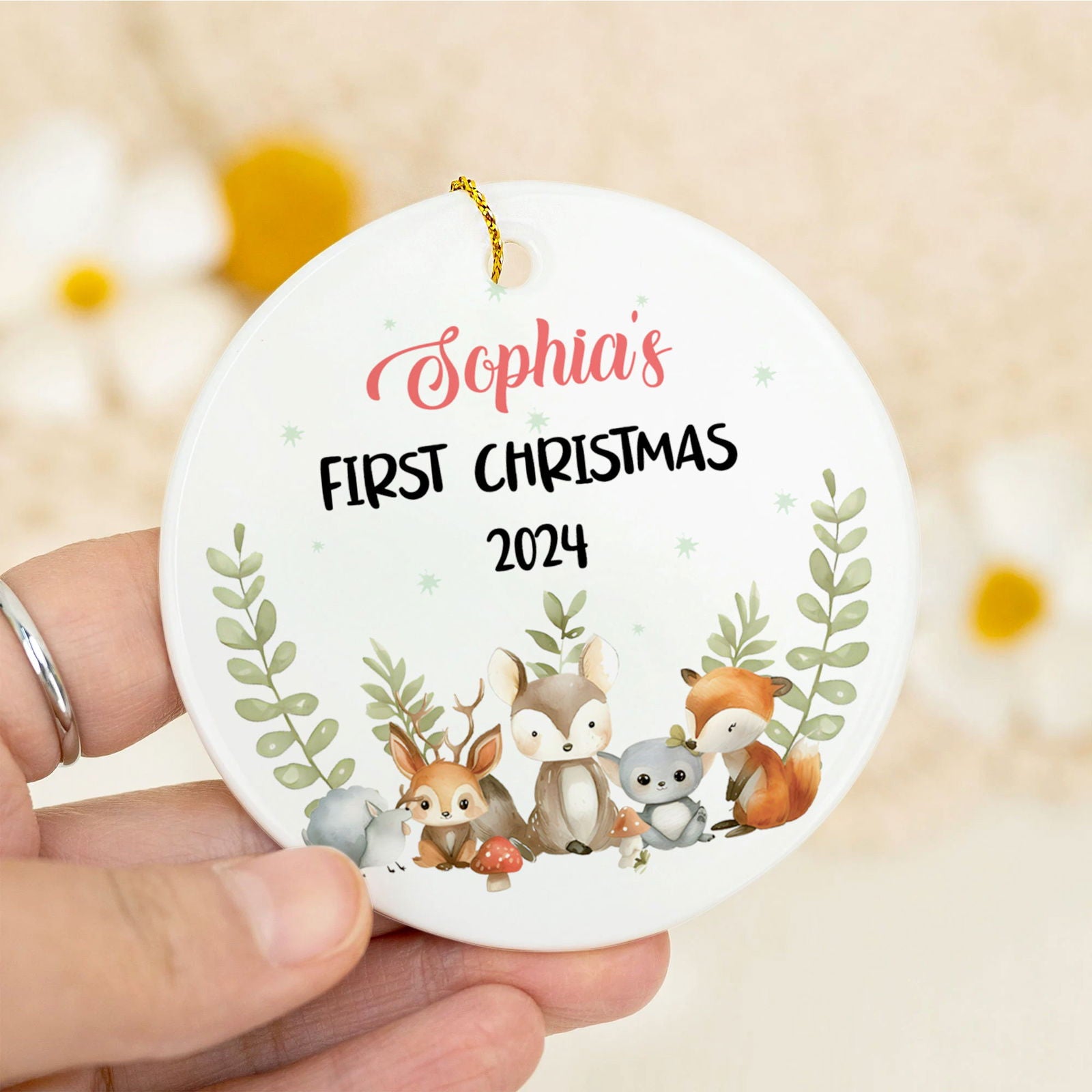 Personalized Holiday Ceramic Christmas Baby Ornament, Customized First Christmas Baby Ornament Gift, Holiday Keepsake Ornament, First Christmas Gift, Gift For Baby CX02-65 - Kindlytoys
