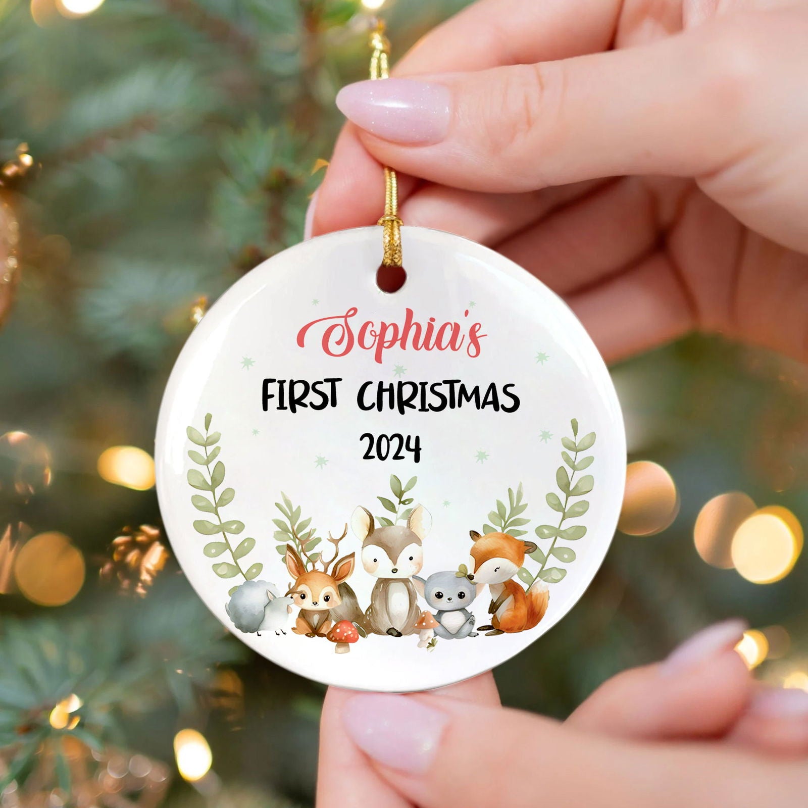 Personalized Holiday Ceramic Christmas Baby Ornament, Customized First Christmas Baby Ornament Gift, Holiday Keepsake Ornament, First Christmas Gift, Gift For Baby CX02-65 - Kindlytoys