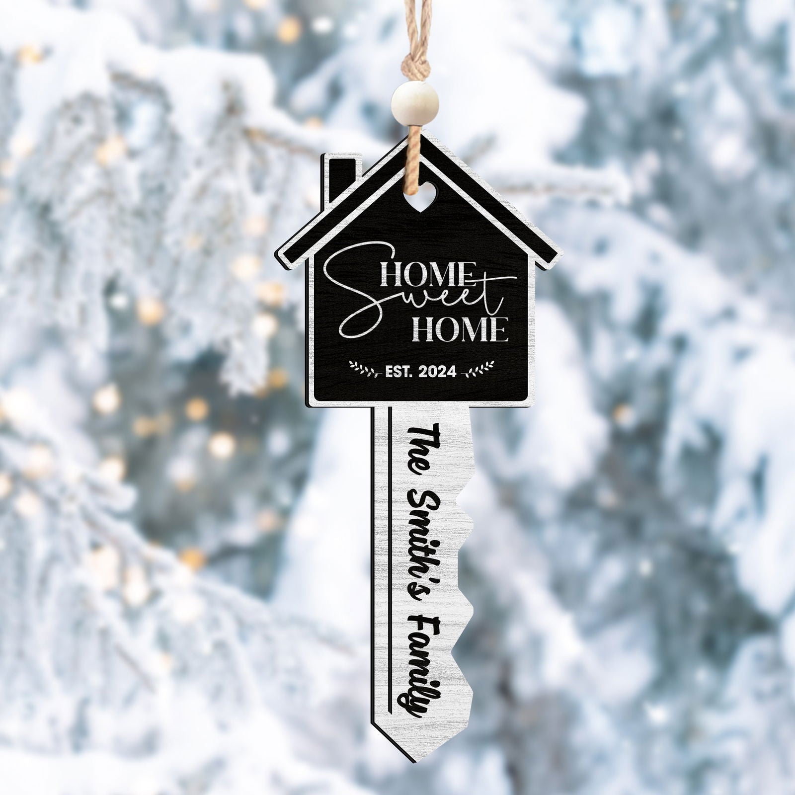 Personalized Home Sweet Home Wood Key Ornament, Housewarming Gift Christmas Ornament CF157 - Kindlytoys
