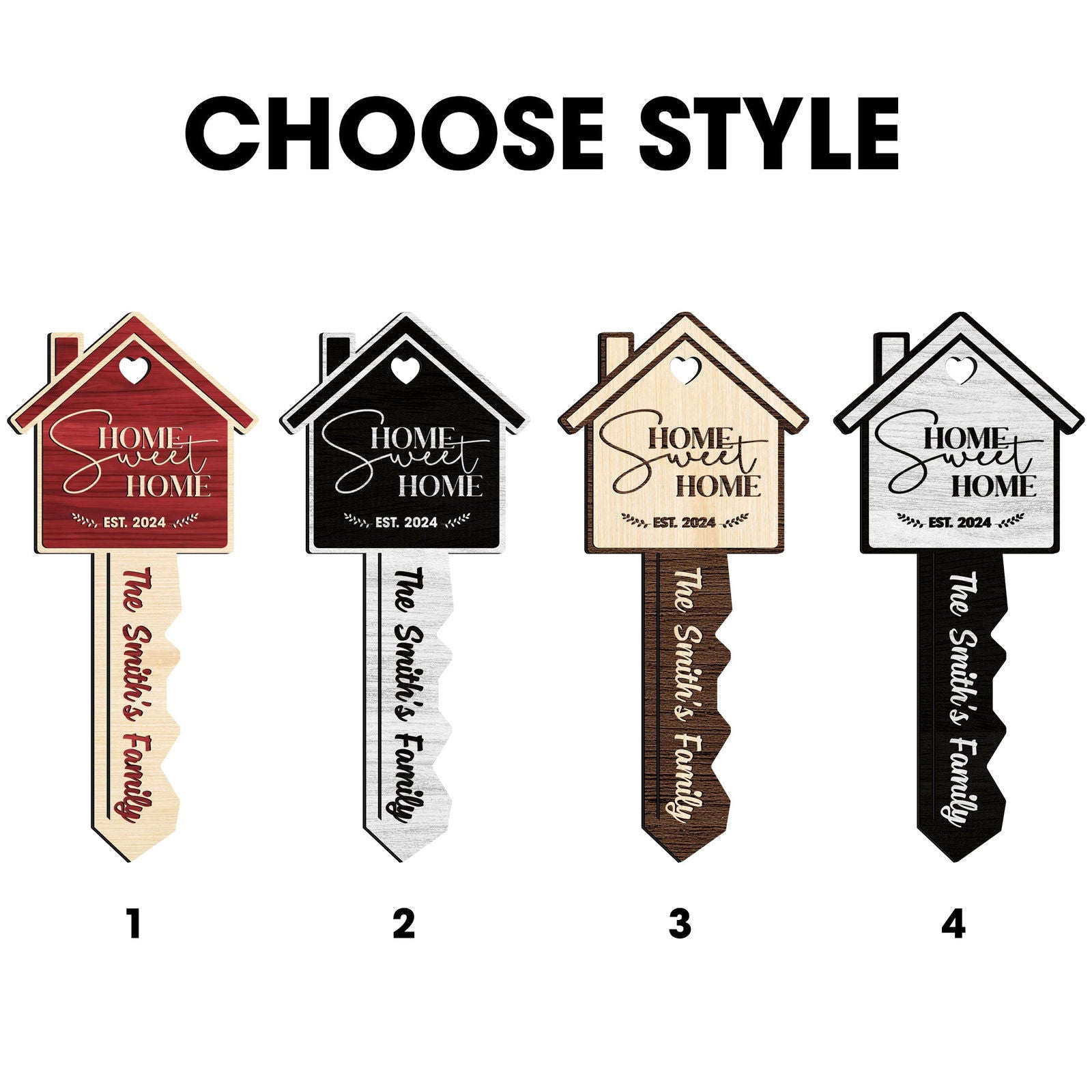 Personalized Home Sweet Home Wood Key Ornament, Housewarming Gift Christmas Ornament CF157 - Kindlytoys