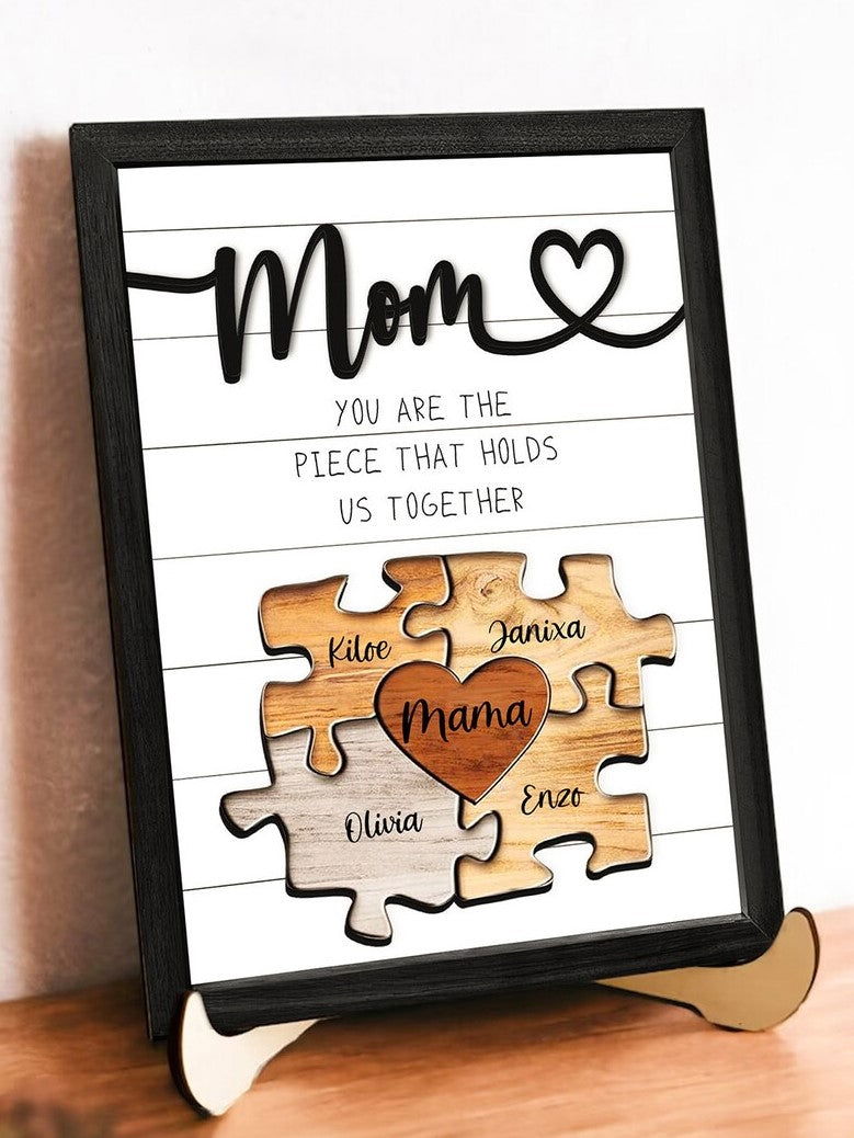 Personalized Mom Puzzle With Kids Names Sign, gifts for mothers, unique gifts for mom MS01 - Kindlytoys