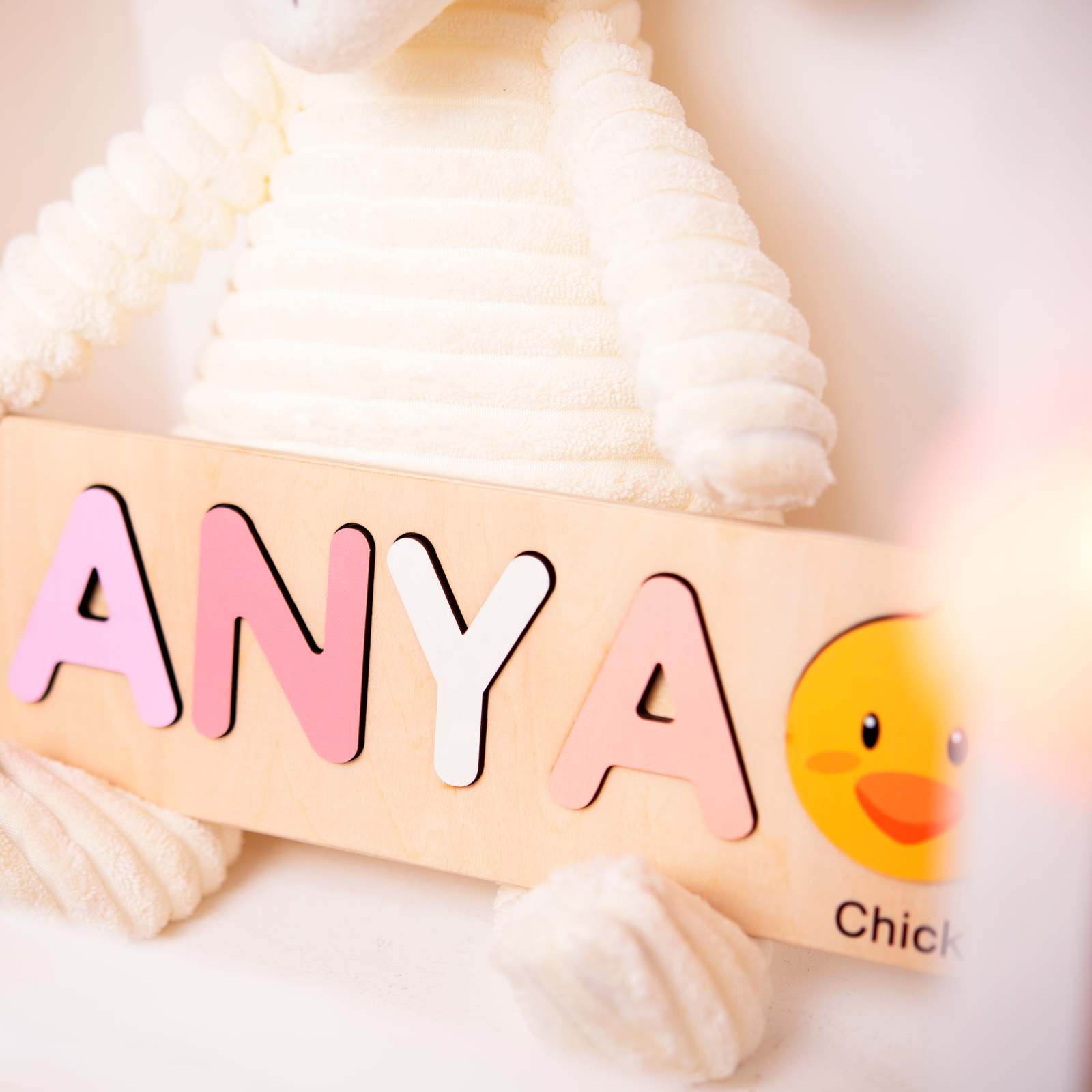 Personalized Name Puzzle With Animals, Wooden Montessori Toys NP32 - Kindlytoys