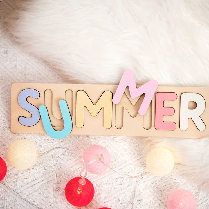 Personalized Name Puzzle With Animals, Wooden Montessori Toys NP32 - Kindlytoys