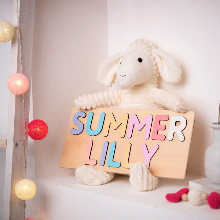 Personalized Name Puzzle With Animals, Wooden Montessori Toys NP32 - Kindlytoys