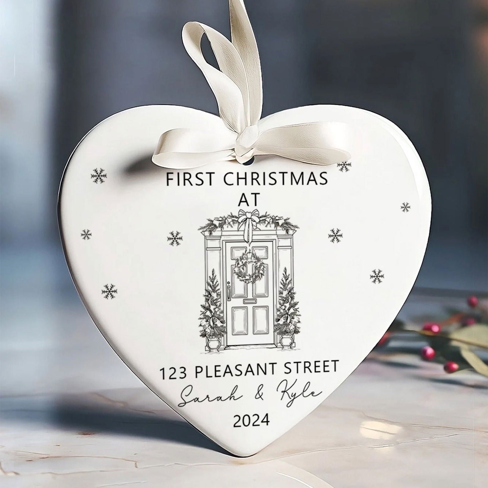 Personalized New Home Ornament - New Home Christmas Ornament - Wreath New House Ornament CY03-5-8 - Kindlytoys
