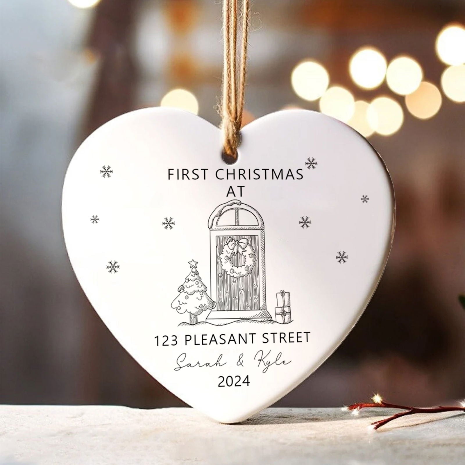 Personalized New Home Ornament - New Home Christmas Ornament - Wreath New House Ornament CY03-5-8 - Kindlytoys