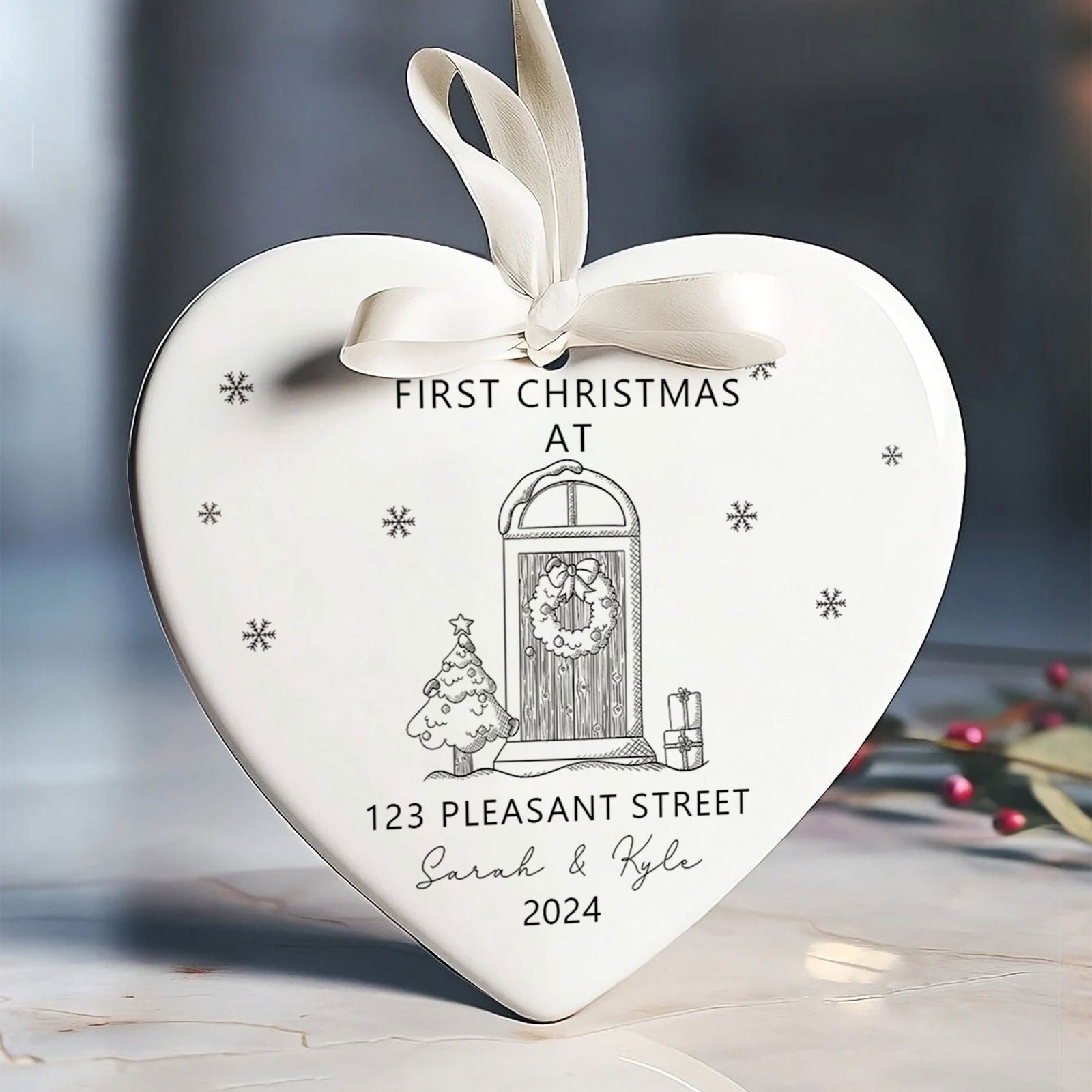 Personalized New Home Ornament - New Home Christmas Ornament - Wreath New House Ornament CY03-5-8 - Kindlytoys