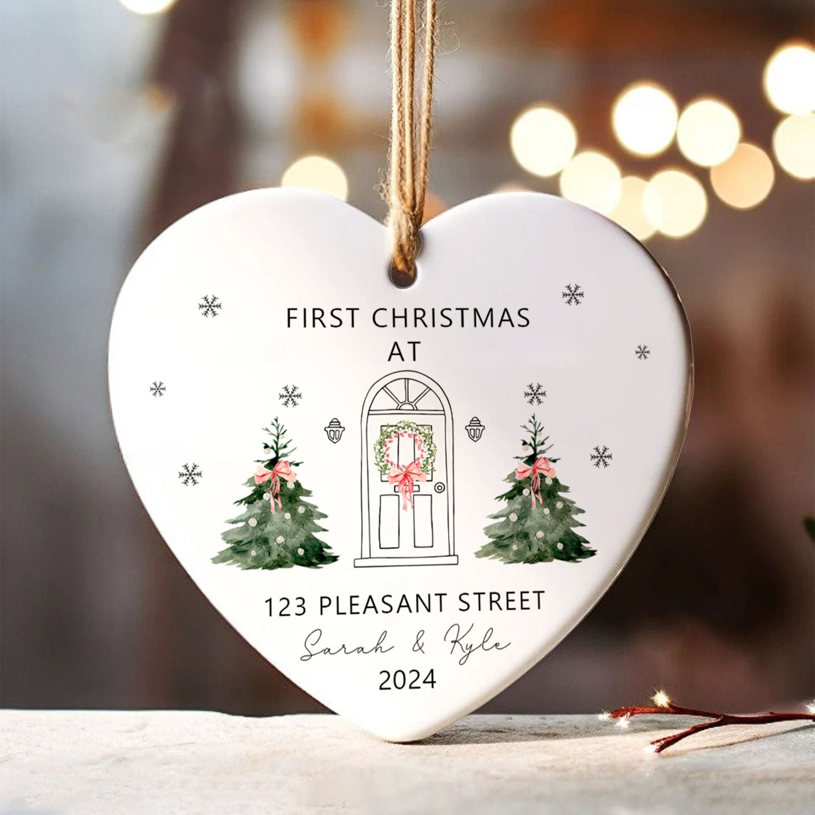 Personalized New Home Ornament - New Home Christmas Ornament - Wreath New House Ornament CY03-5-8 - Kindlytoys