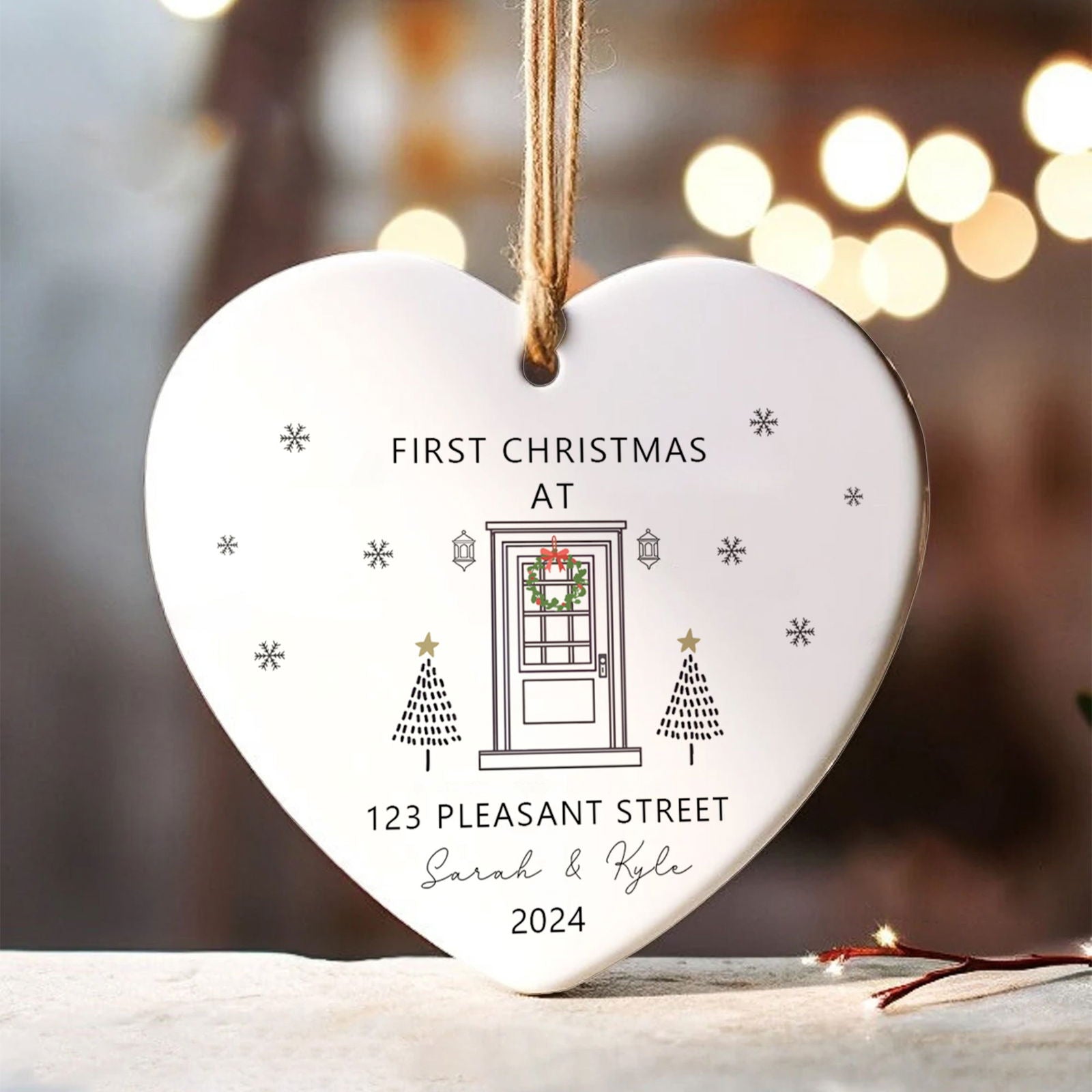 Personalized New Home Ornament - New Home Christmas Ornament - Wreath New House Ornament CY03-5-8 - Kindlytoys