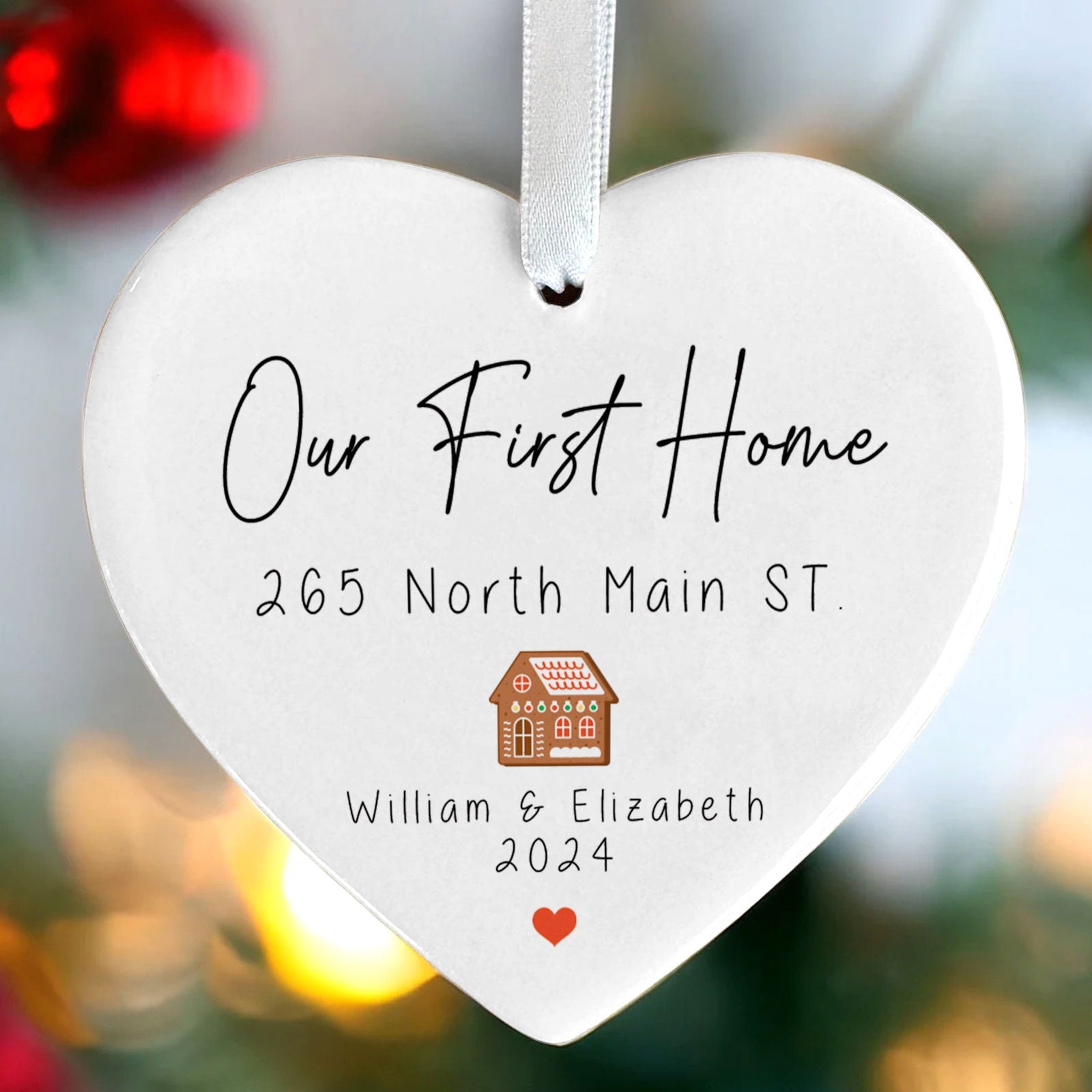 Personalized New Home Ornament, Ceramic Heart Ornament, Housewarming Gifts for New House Ornament, Keepsake Sign, Heart Plaque, New House Gift Ideas, Welcome Home Gifts CY02-1 - Kindlytoys