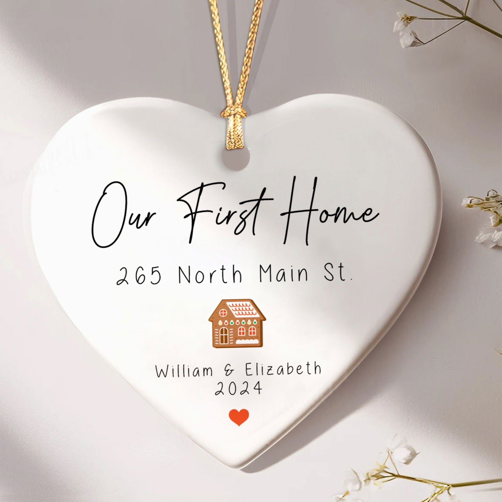 Personalized New Home Ornament, Ceramic Heart Ornament, Housewarming Gifts for New House Ornament, Keepsake Sign, Heart Plaque, New House Gift Ideas, Welcome Home Gifts CY02-1 - Kindlytoys